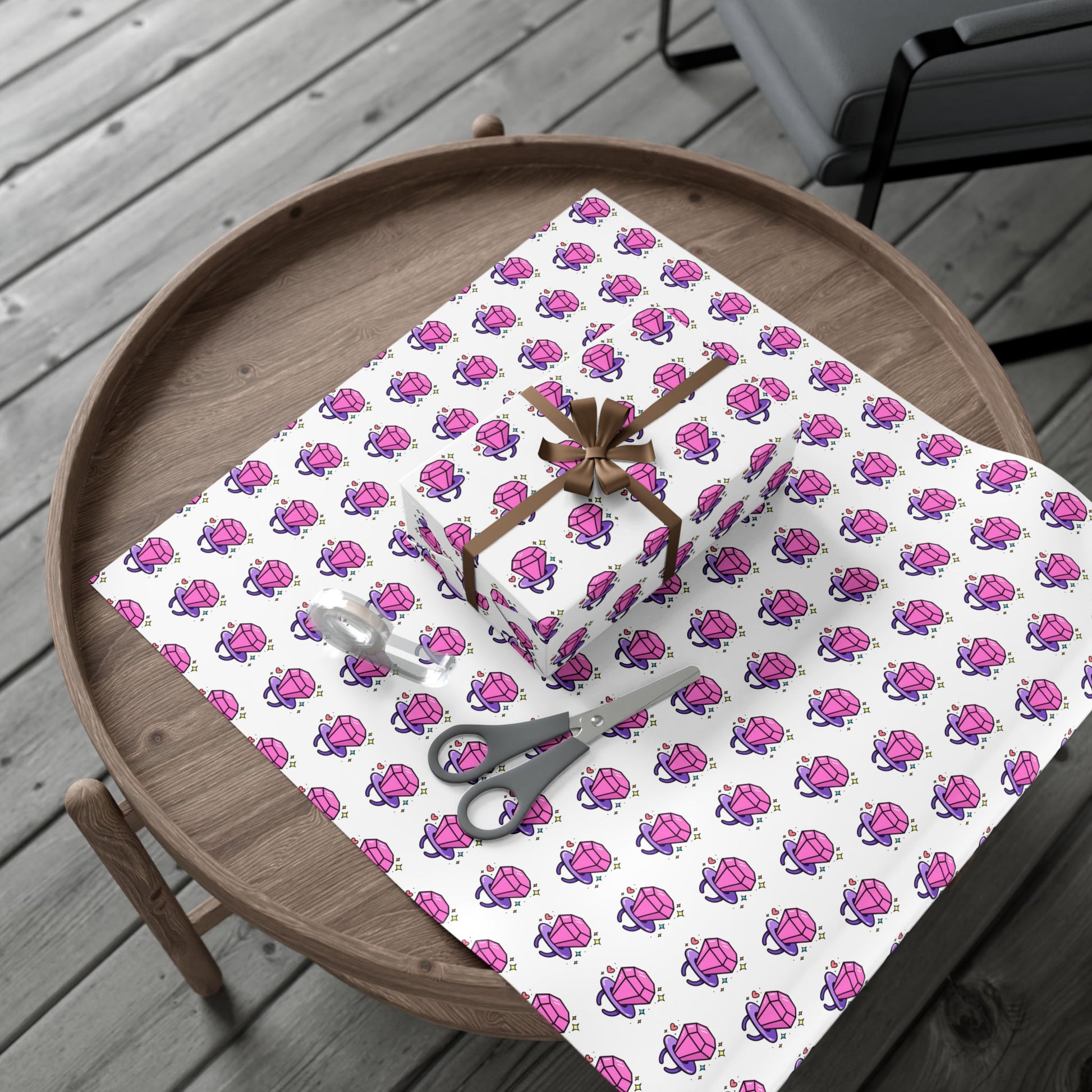 Vampyro Crimson Inspired Gem Ring Pattern Gift Wrap Paper — Pink Diamond Present Wrapping Paper