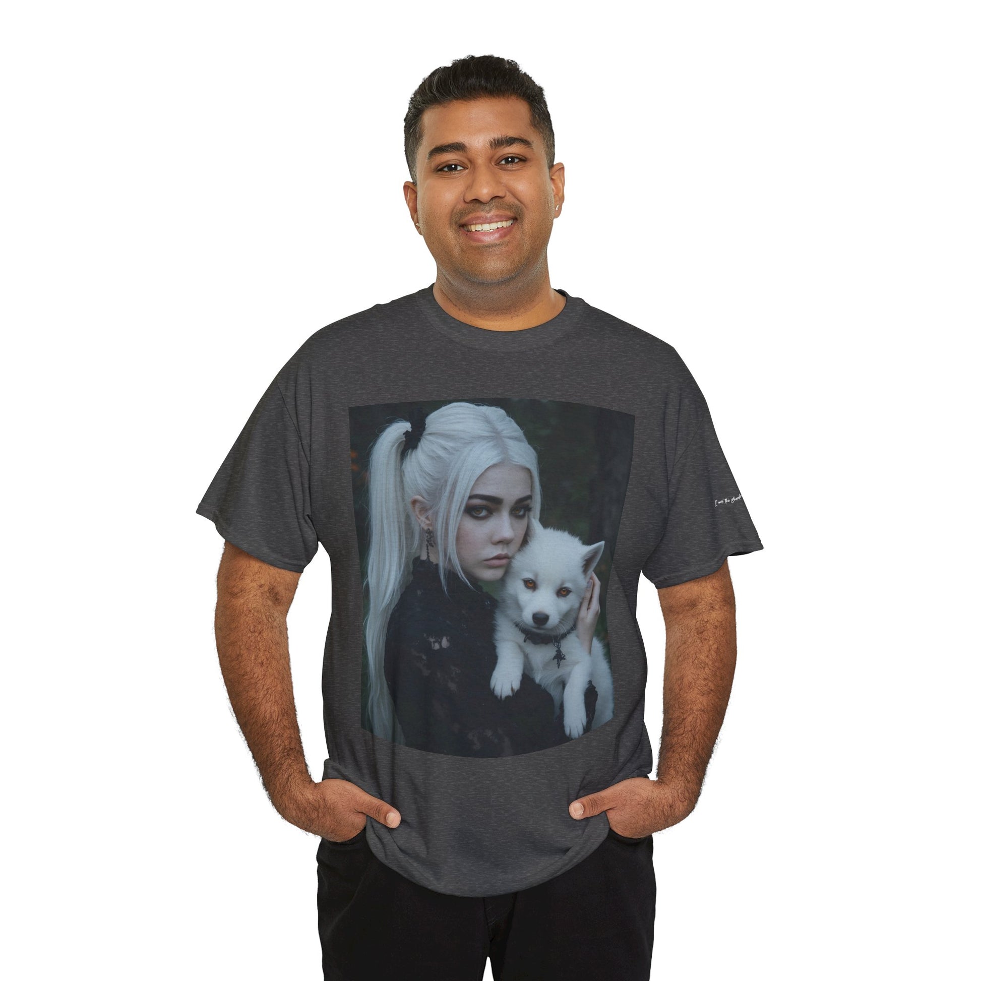 Limited Edition Autographed Vampyro Crimson Ethereal I am The Shadow the Light Fears Art Tee, Unisex Heavy Cotton Tee with Portrait Design, Ideal for Art Lovers, Casual Wear, Gifts for Occasions, Fashion Statement