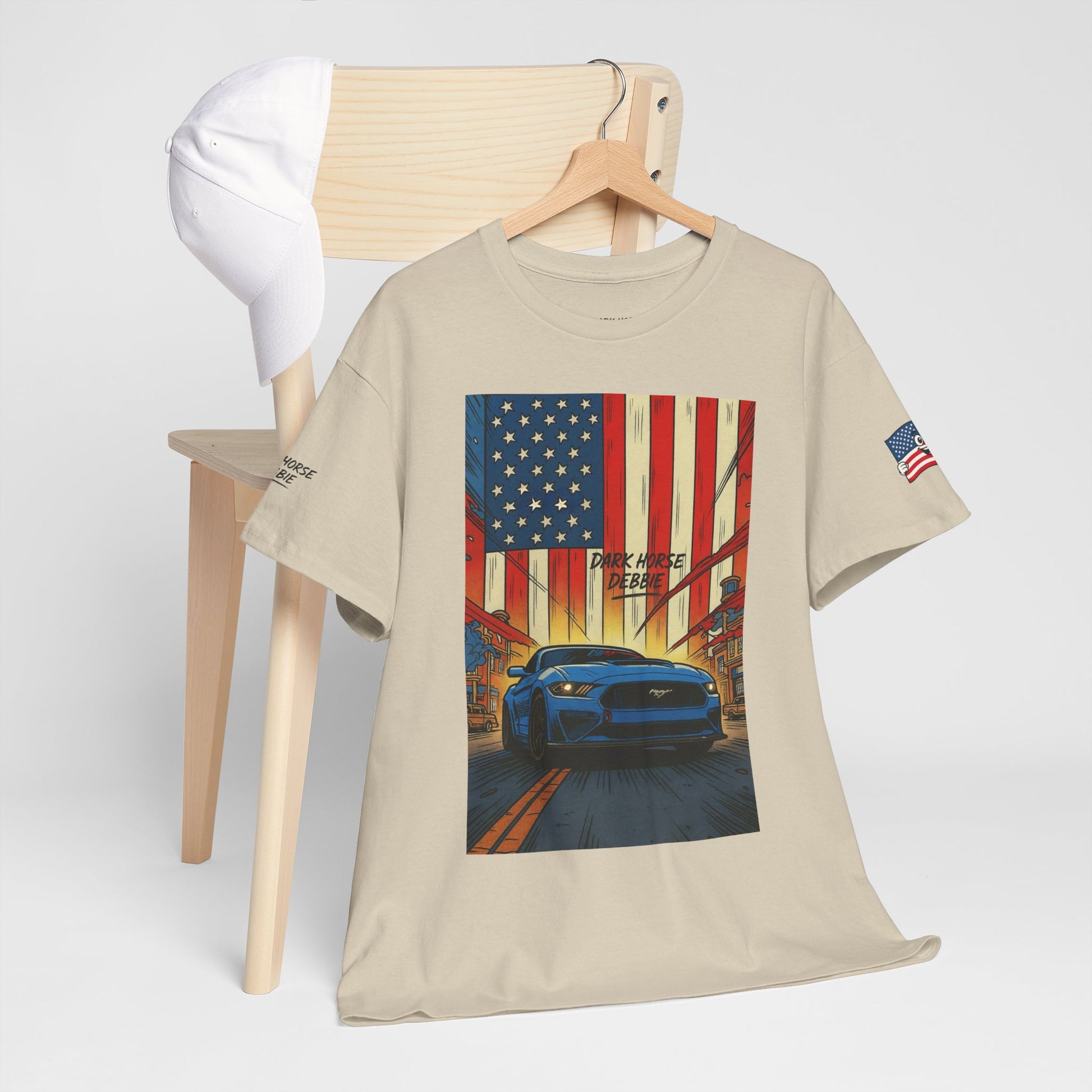 Dark Horse Debbie Patriotic Car Enthusiast Tee - Perfect for Independence Day, Gift for Dad, Car Show, Track Day, Summer Style