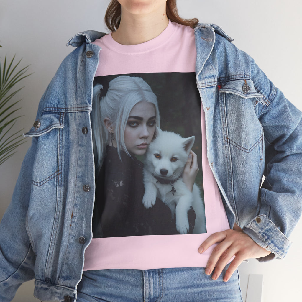 Limited Edition Autographed Vampyro Crimson Ethereal I am The Shadow the Light Fears Art Tee, Unisex Heavy Cotton Tee with Portrait Design, Ideal for Art Lovers, Casual Wear, Gifts for Occasions, Fashion Statement