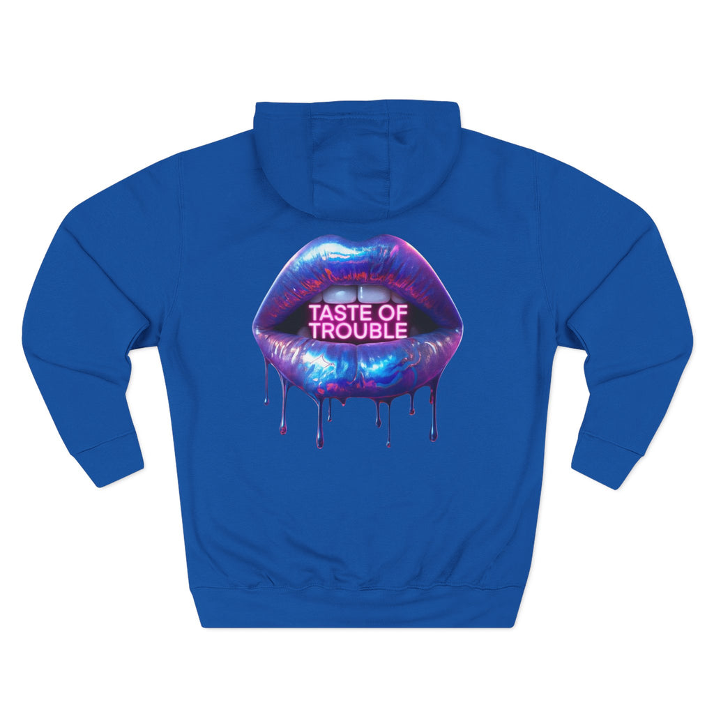Taste of Trouble Hoodie - Trendy Three-Panel Fleece Pullover, Stylish Gift for Fashion Lovers, Cozy Casual Wear