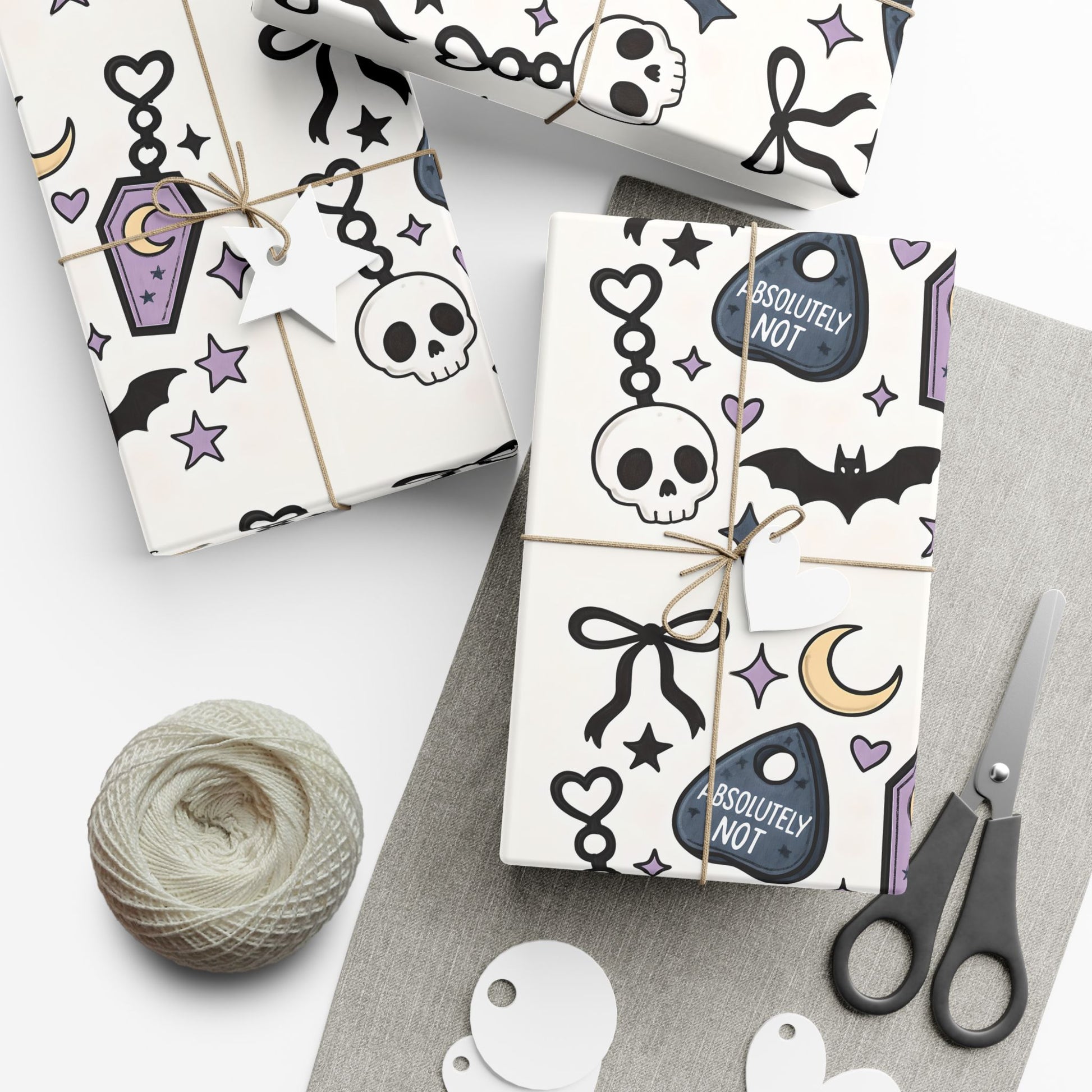 Vampyro Crimson Spooky Pastel Gothic Gift Wrap Paper — Skull, Ouija & Moon Wrapping Sheets