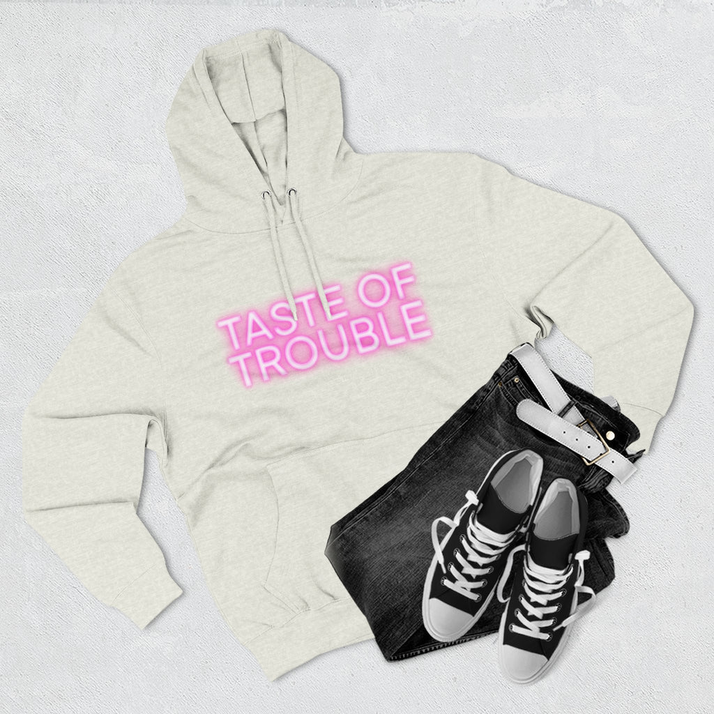 Taste of Trouble Hoodie - Trendy Three-Panel Fleece Pullover, Stylish Gift for Fashion Lovers, Cozy Casual Wear