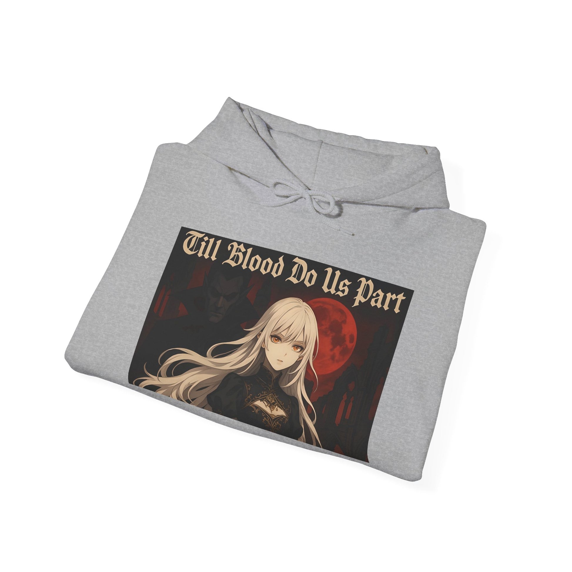 Vampyro Crimson Till Blood Do Us Part Gothic Romance Hooded Sweatshirt, Cozy Pullover, Perfect for Fall, Halloween, Alternative Fashion, Unique Gift for Fans, Graphic Sweatshirt