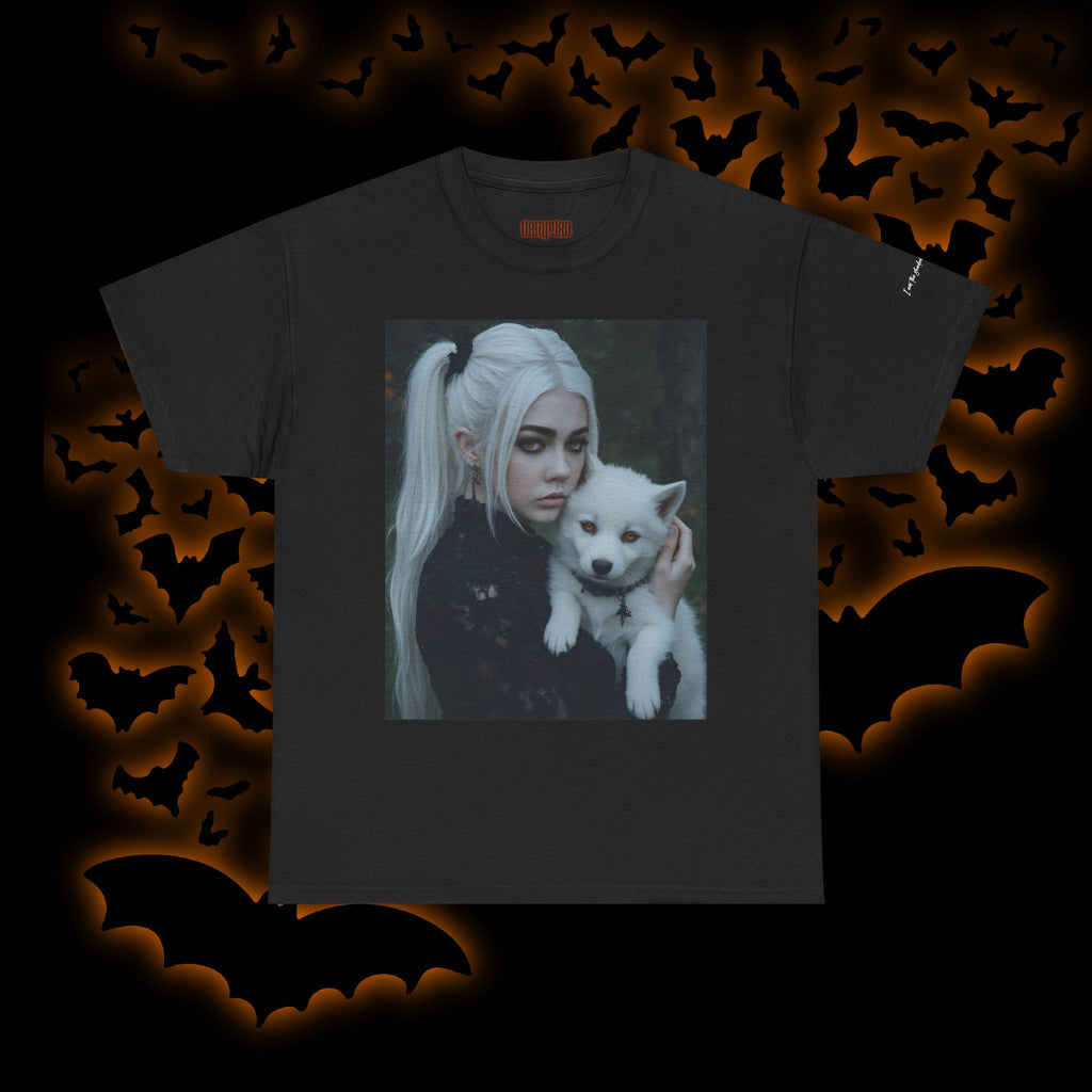 Limited Edition Autographed Vampyro Crimson Ethereal I am The Shadow the Light Fears Art Tee, Unisex Heavy Cotton Tee with Portrait Design, Ideal for Art Lovers, Casual Wear, Gifts for Occasions, Fashion Statement