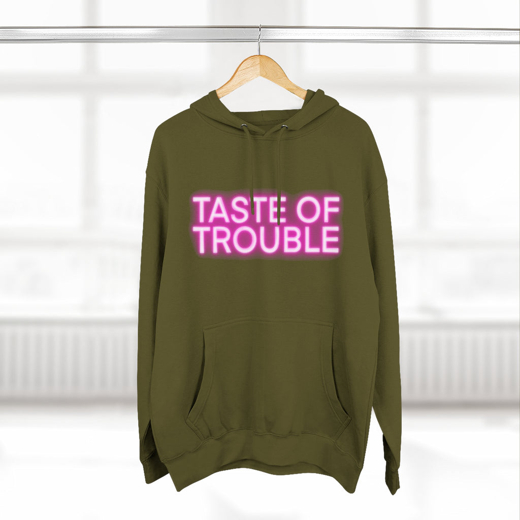 Taste of Trouble Hoodie - Trendy Three-Panel Fleece Pullover, Stylish Gift for Fashion Lovers, Cozy Casual Wear