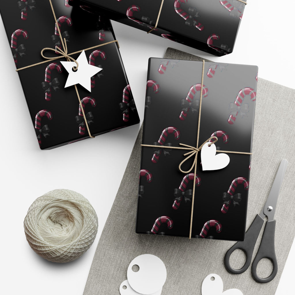 Vampyro Crimson Dark Christmas Candy Cane Pattern Gift Wrap — Dark Holiday Wrapping Paper (Festive Christmas Design)