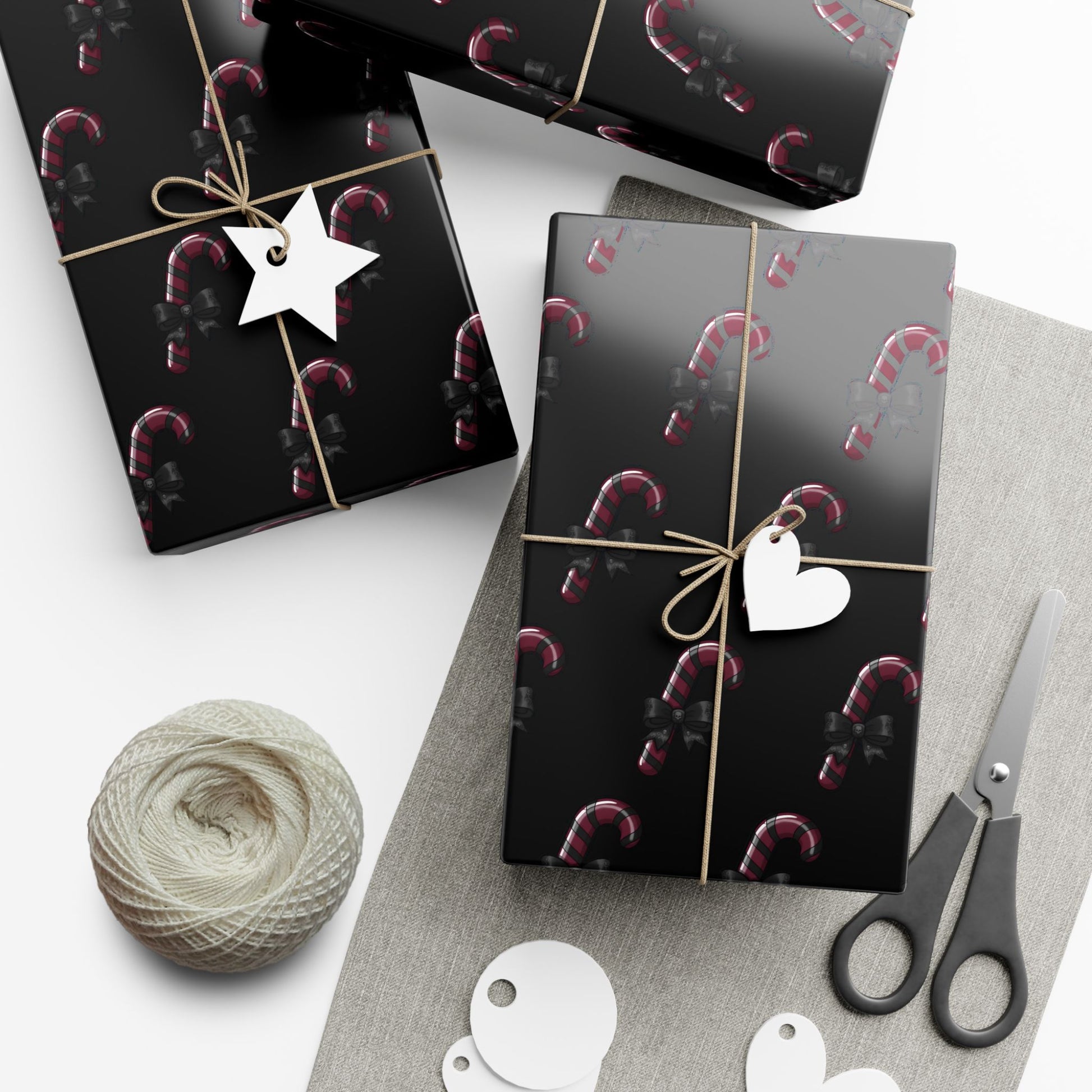Vampyro Crimson Dark Christmas Candy Cane Pattern Gift Wrap — Dark Holiday Wrapping Paper (Festive Christmas Design)