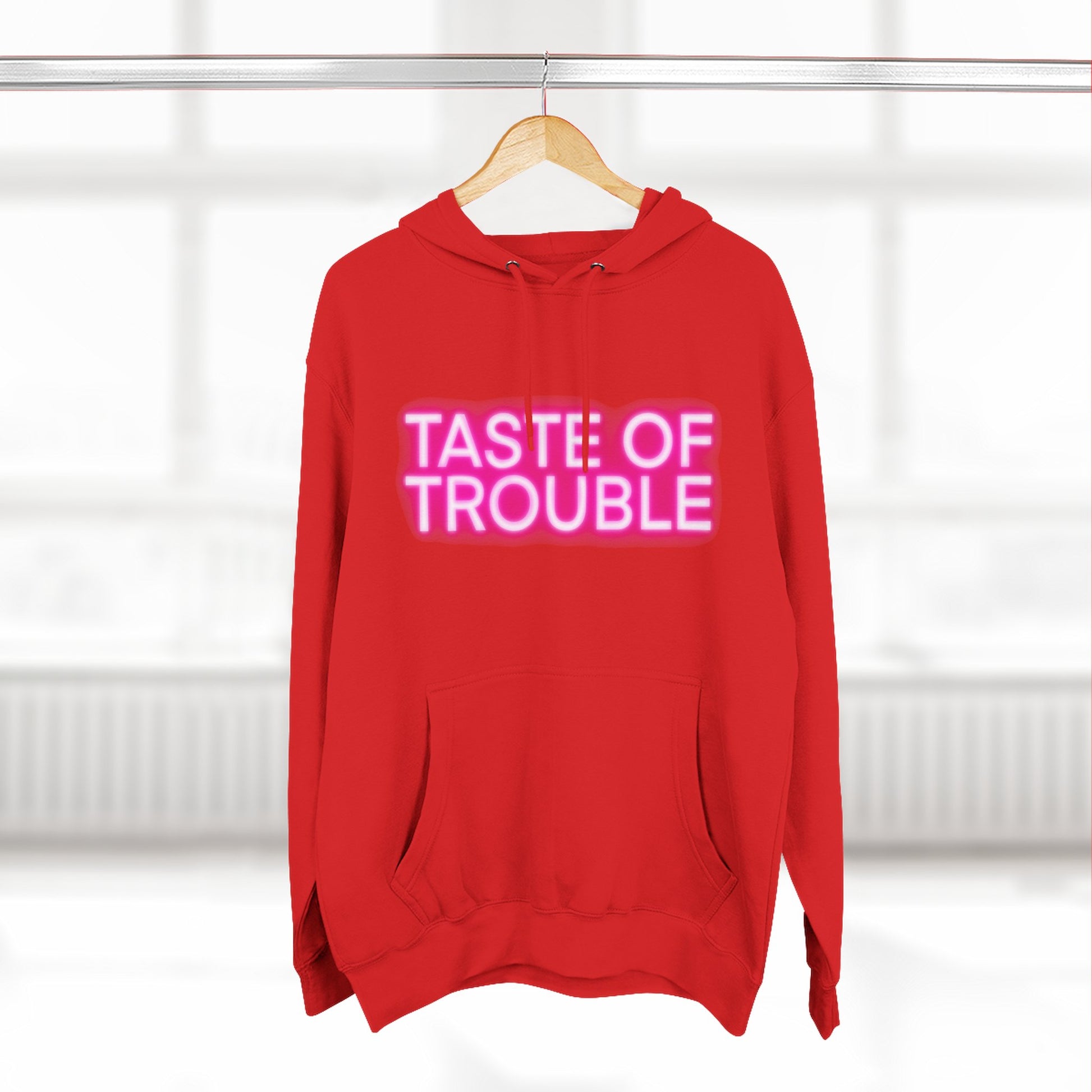 Taste of Trouble Hoodie - Trendy Three-Panel Fleece Pullover, Stylish Gift for Fashion Lovers, Cozy Casual Wear