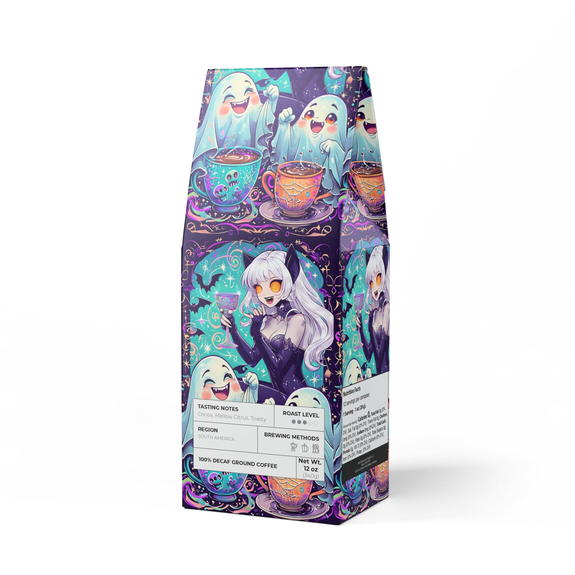 Vampyro Crimson False Dawn (Decaf) (Medium Roast) Coffee Blend. Warning: Contains NO caffeine, Product of the dark arts, without the summoning of your heart rate from the grave.