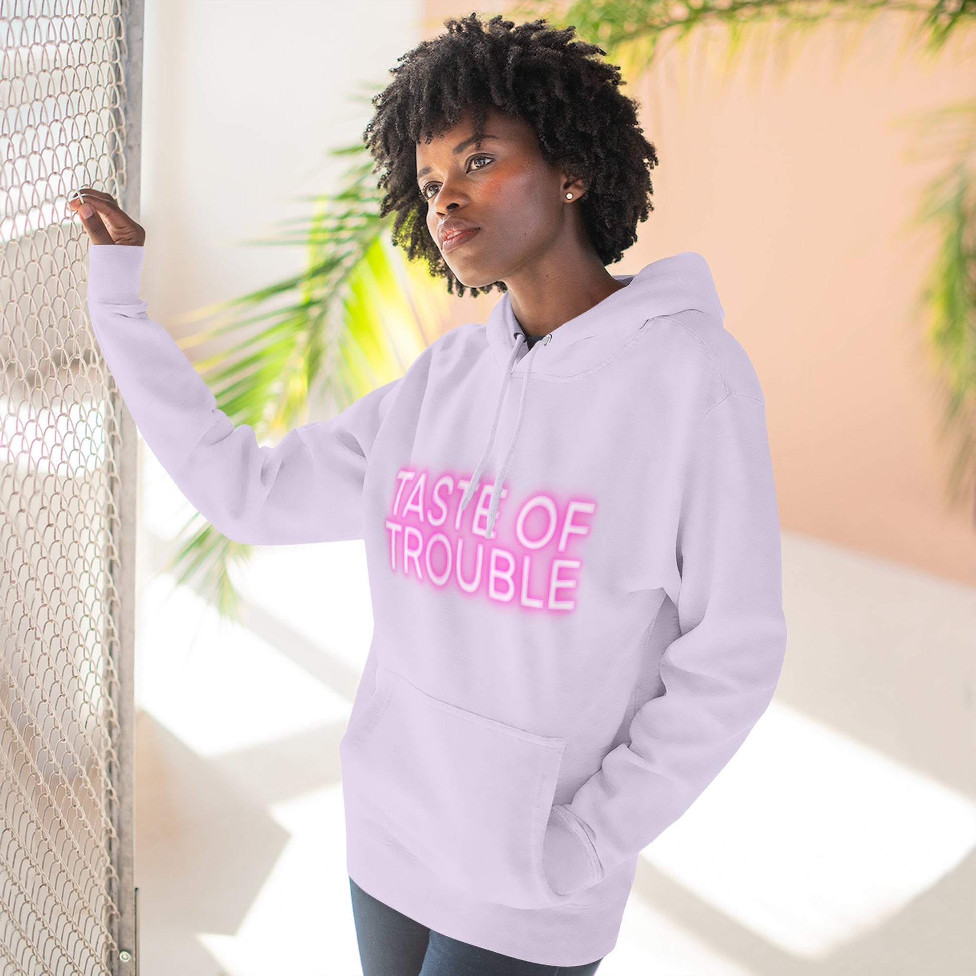 Taste of Trouble Hoodie - Trendy Three-Panel Fleece Pullover, Stylish Gift for Fashion Lovers, Cozy Casual Wear