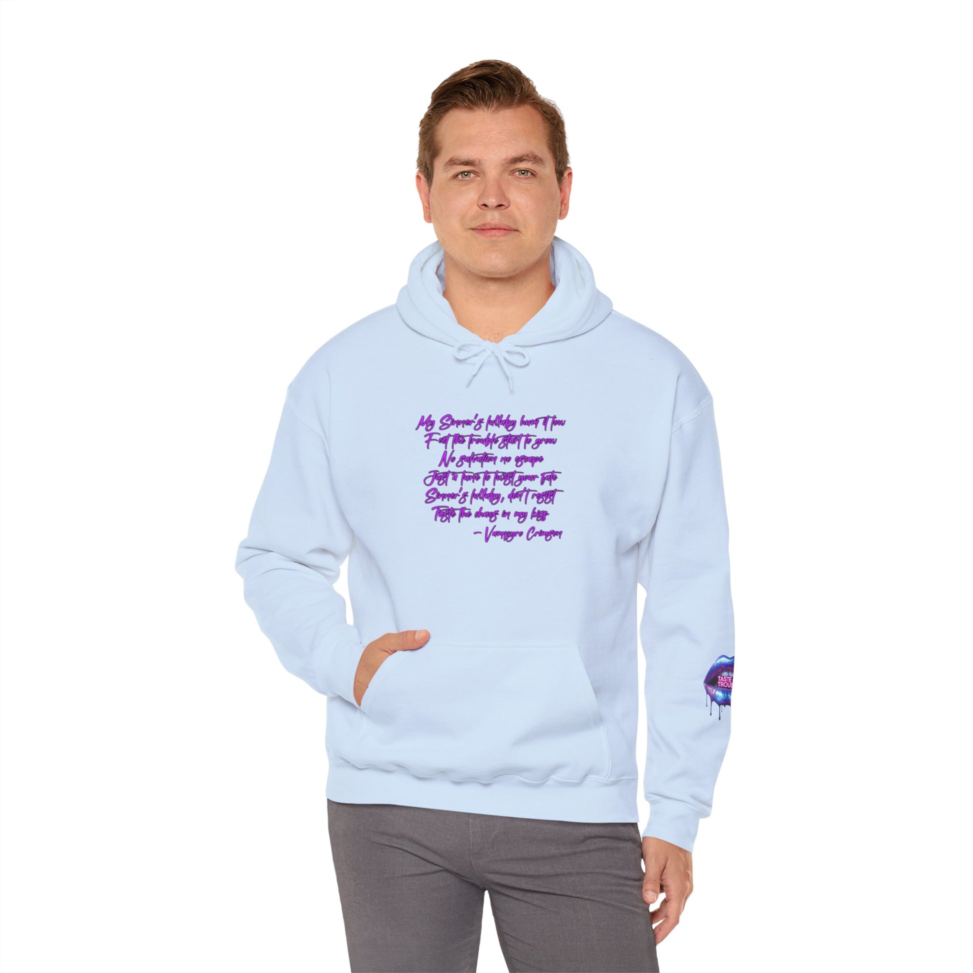 Taste of Trouble Inspirational Hoodie for Creative Souls, Motivational Sweatshirt, Unisex Heavy Blend, Modern Casual Wear, Gift for Artists, Trendy [...]