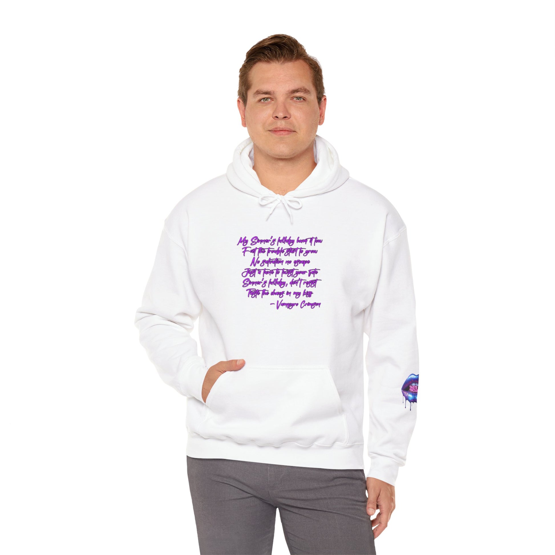 Taste of Trouble Inspirational Hoodie for Creative Souls, Motivational Sweatshirt, Unisex Heavy Blend, Modern Casual Wear, Gift for Artists, Trendy [...]