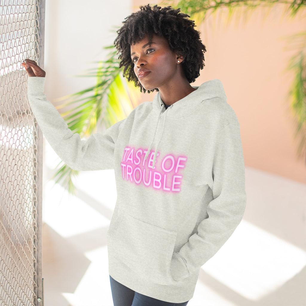 Taste of Trouble Hoodie - Trendy Three-Panel Fleece Pullover, Stylish Gift for Fashion Lovers, Cozy Casual Wear