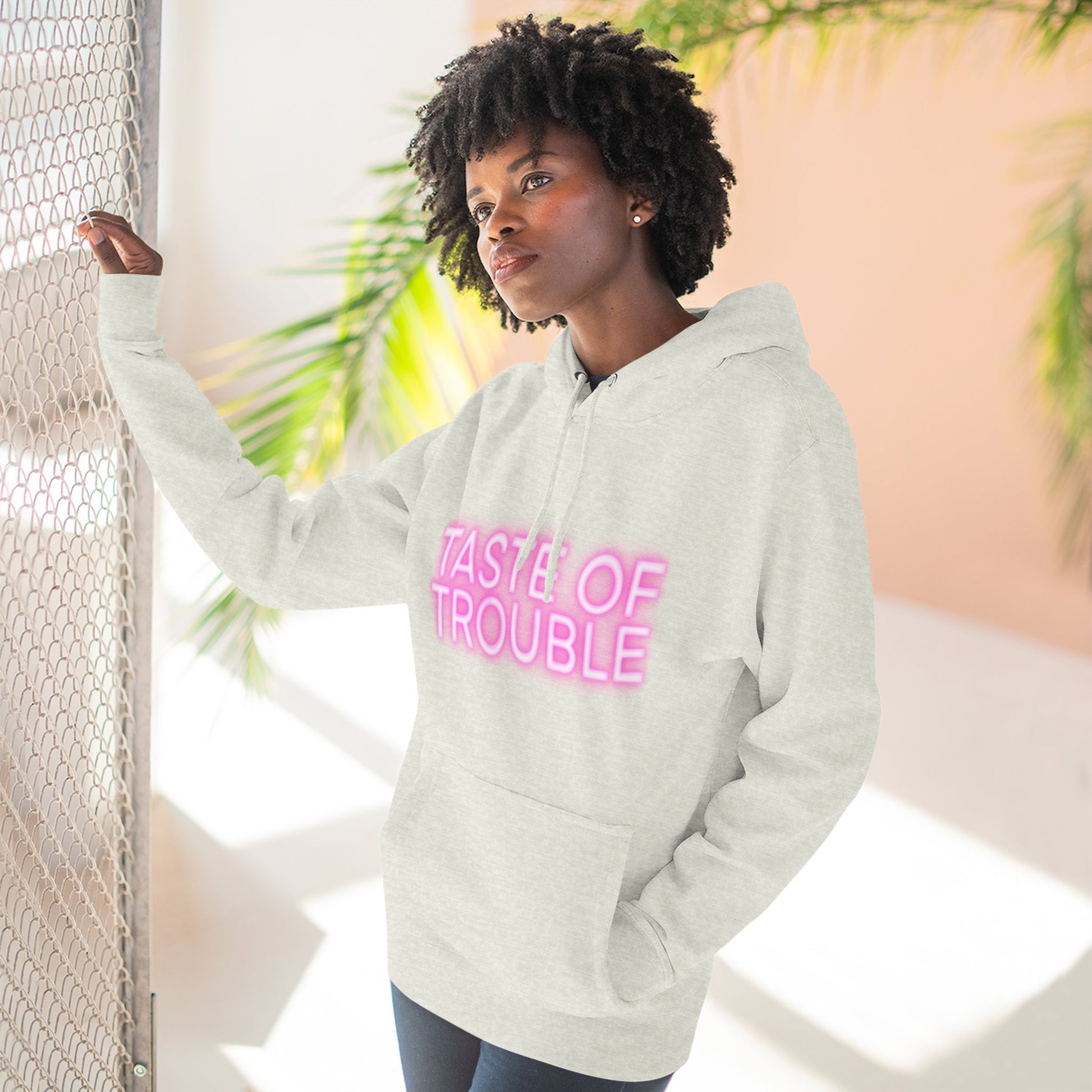 Taste of Trouble Hoodie - Trendy Three-Panel Fleece Pullover, Stylish Gift for Fashion Lovers, Cozy Casual Wear