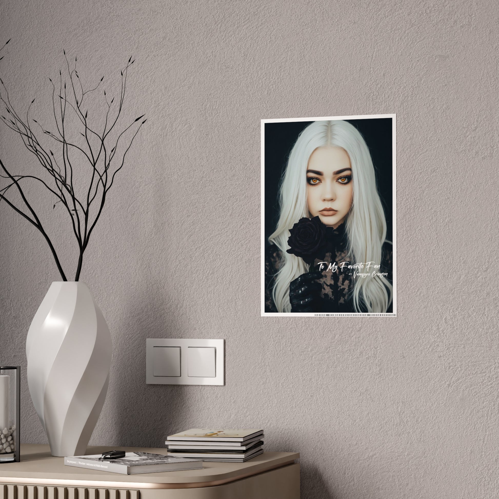 Vampyro Crimson Digitally Signed Autograph Gothic Wall Art Poster, Edgy Home Decor, Unique Gift for Her, Dark Aesthetic Art Print, Modern Gothic Decor
