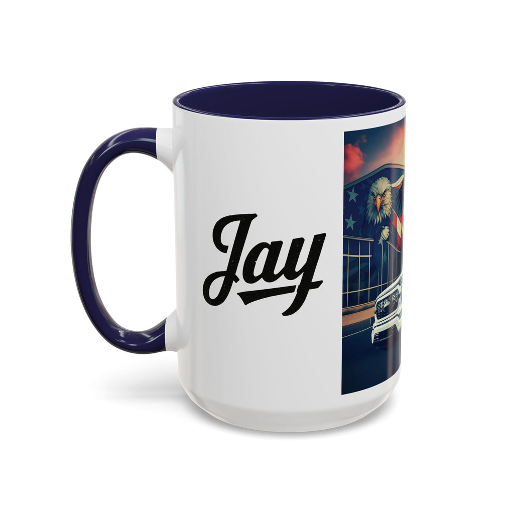 Patriotic Eagle & Jay’s Truck Accent Coffee Mug — American Flag Pride (11/15oz)