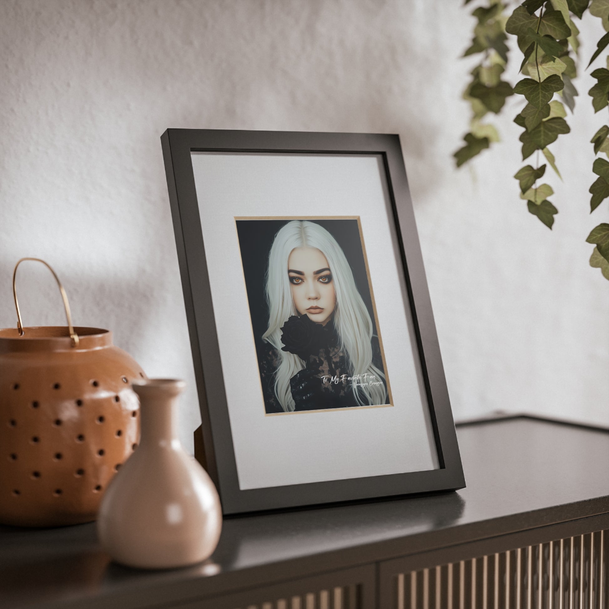 Elegant Digitally Autographed Vampyro Crimson Black Framed Poster, Minimalist Wall Art, Gothic Decor, Aesthetic Prints, Perfect Gift for Home Decor, Seasonal Decorations