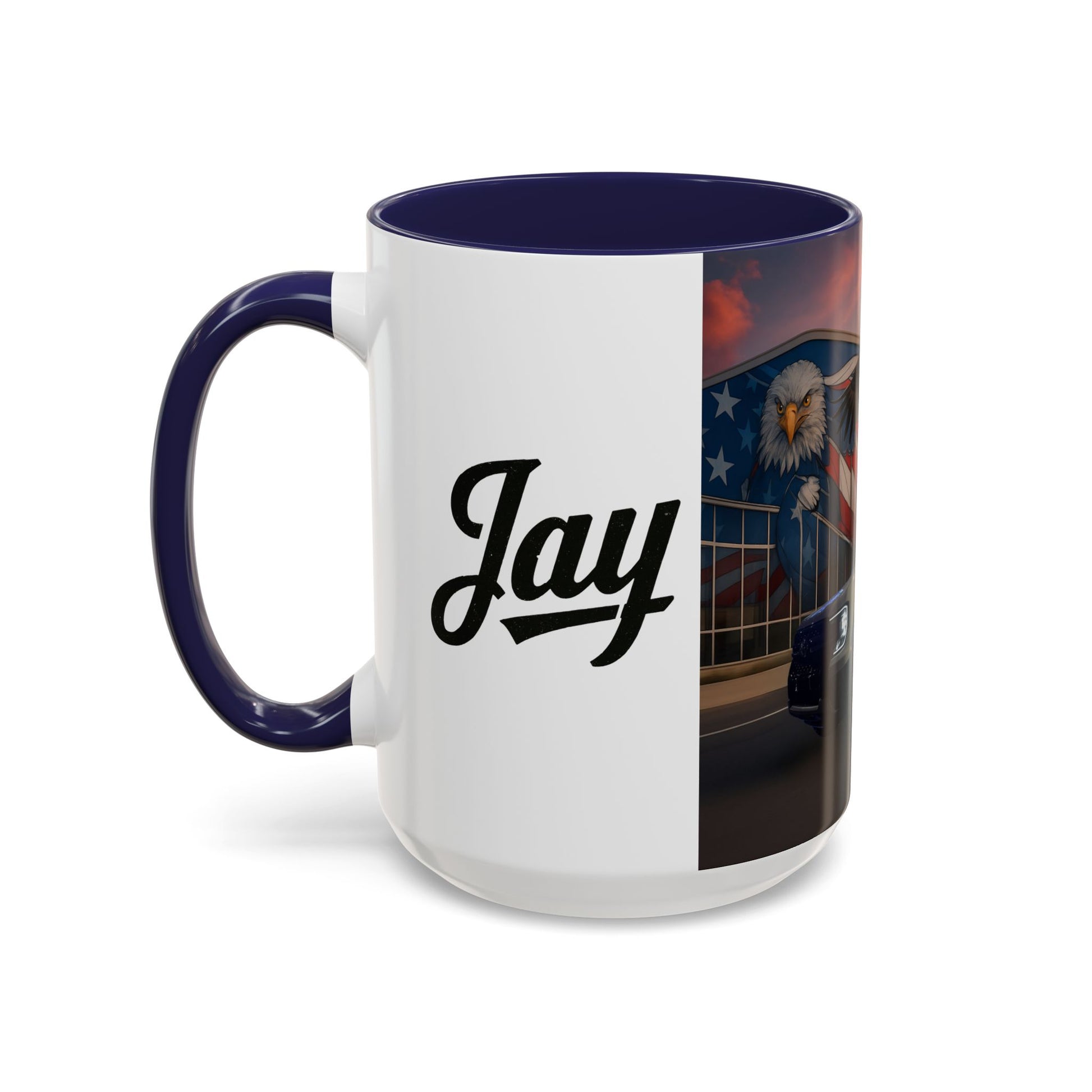 Jays Patriotic Truck Coffee Mug – Eagle & American Flag Accent Mug