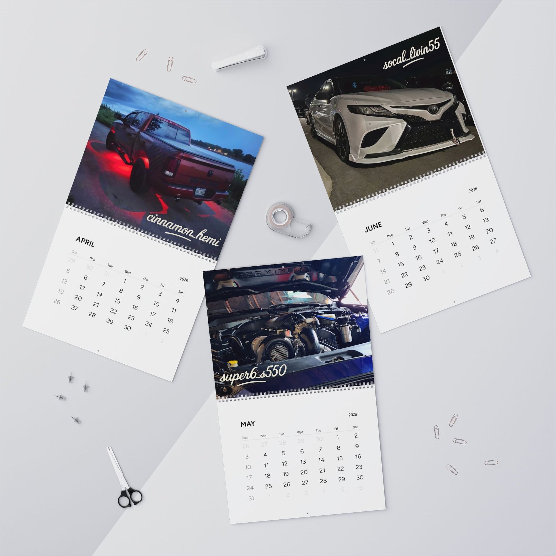 2026 Vampyro Street Royalty Edition THREE Wall Calendar — Monthly Classic Car Photos