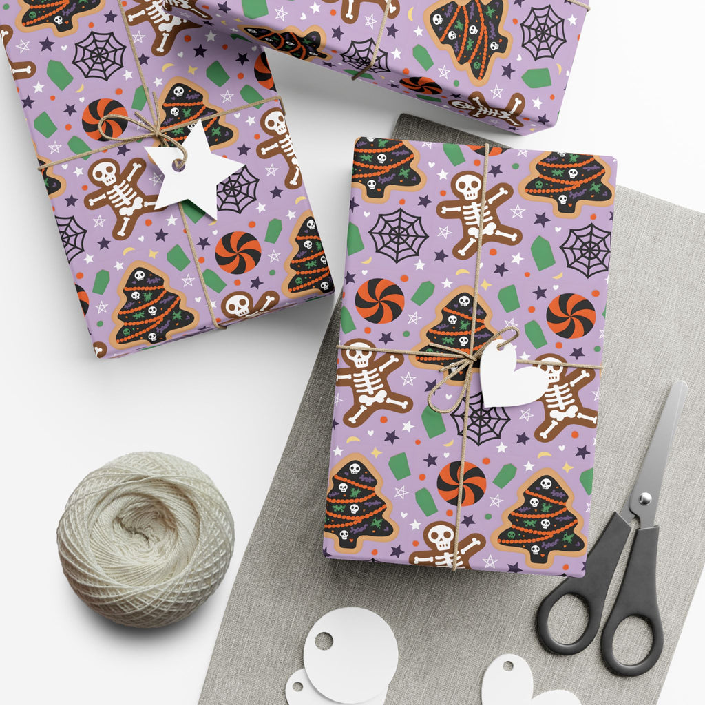 Vampyro Crimson Halloween Gingerbread Gift Wrap Paper — Spooky Cookie Pattern Wrapping Paper