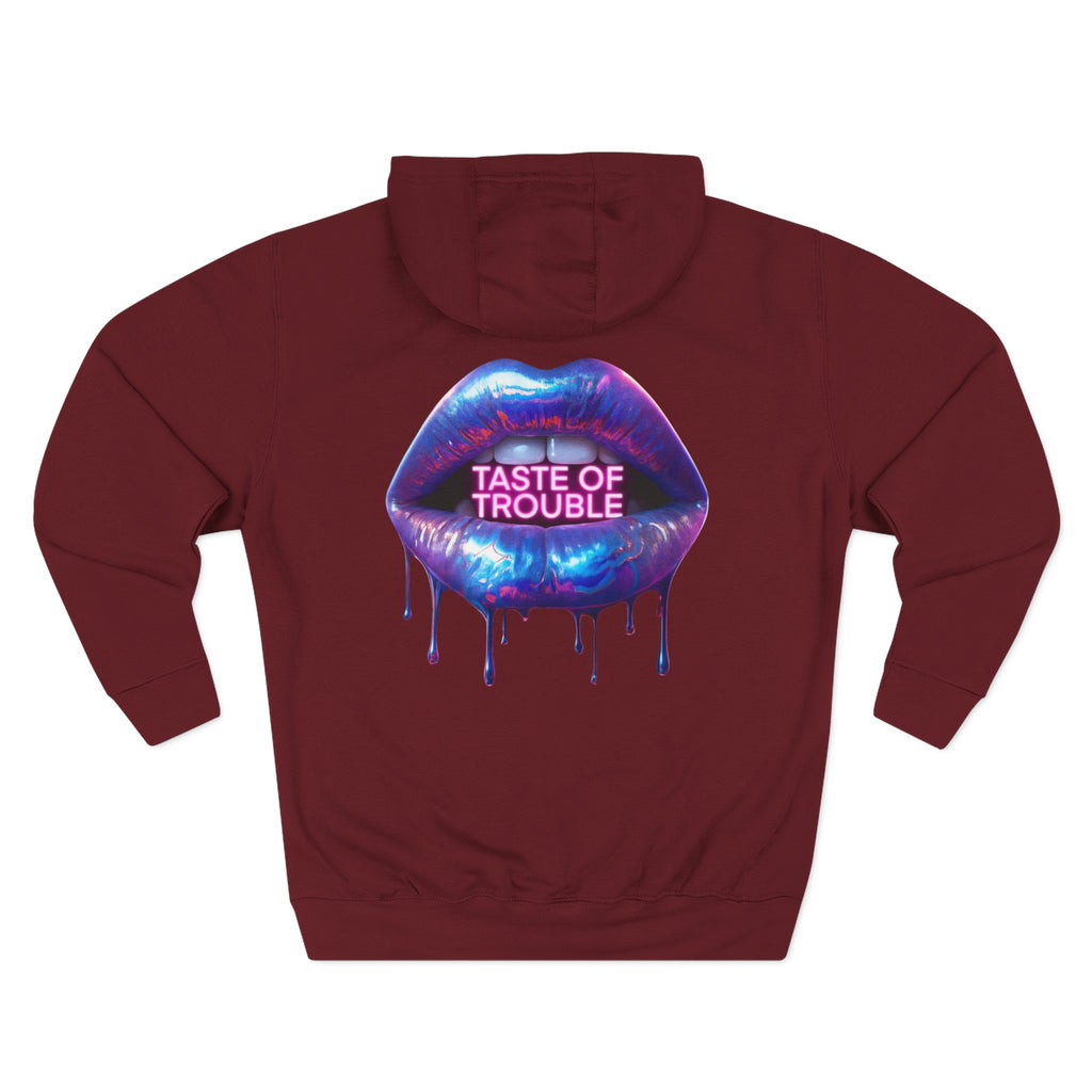 Taste of Trouble Hoodie - Trendy Three-Panel Fleece Pullover, Stylish Gift for Fashion Lovers, Cozy Casual Wear