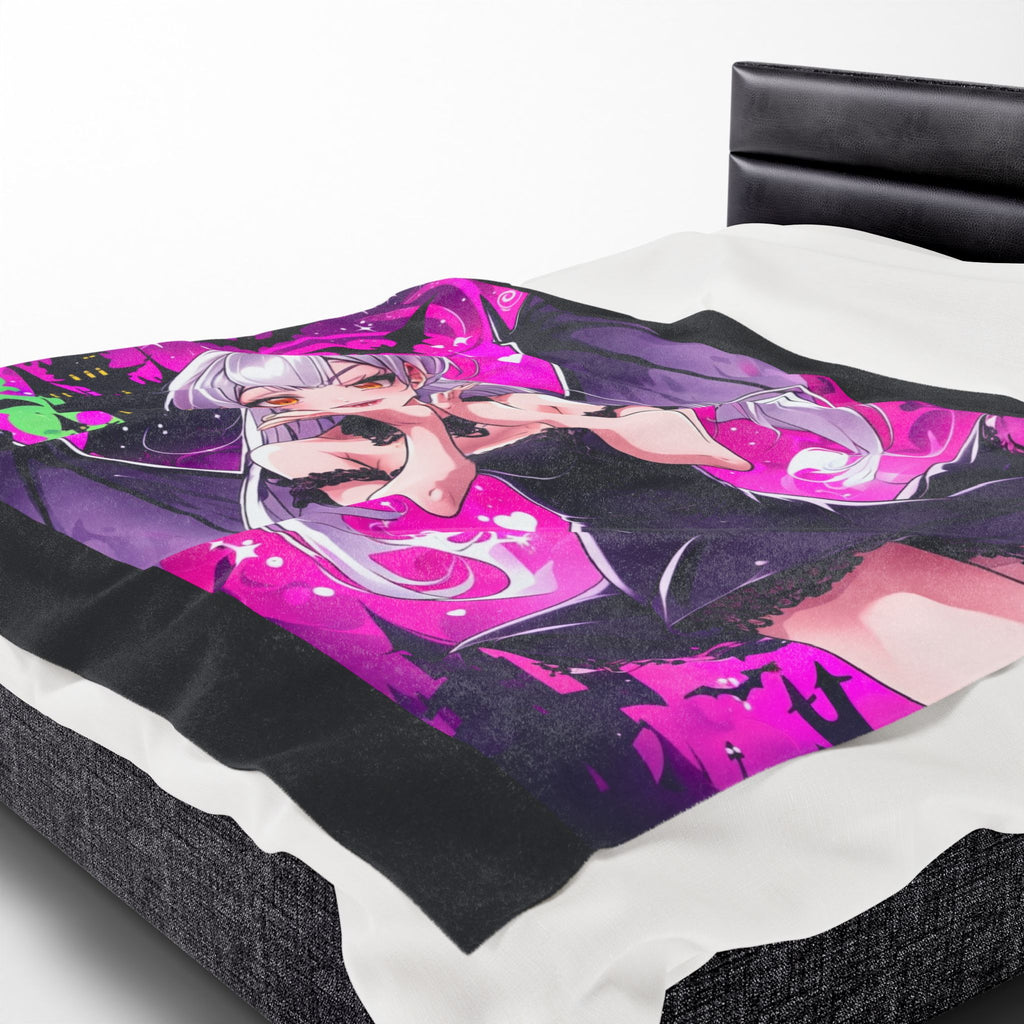 Vampire Crimson Gothic Anime Velveteen Plush Blanket | Cozy Throw for Halloween, Gift for Anime Fans, Bedroom Decor, Soft Blanket for Kids