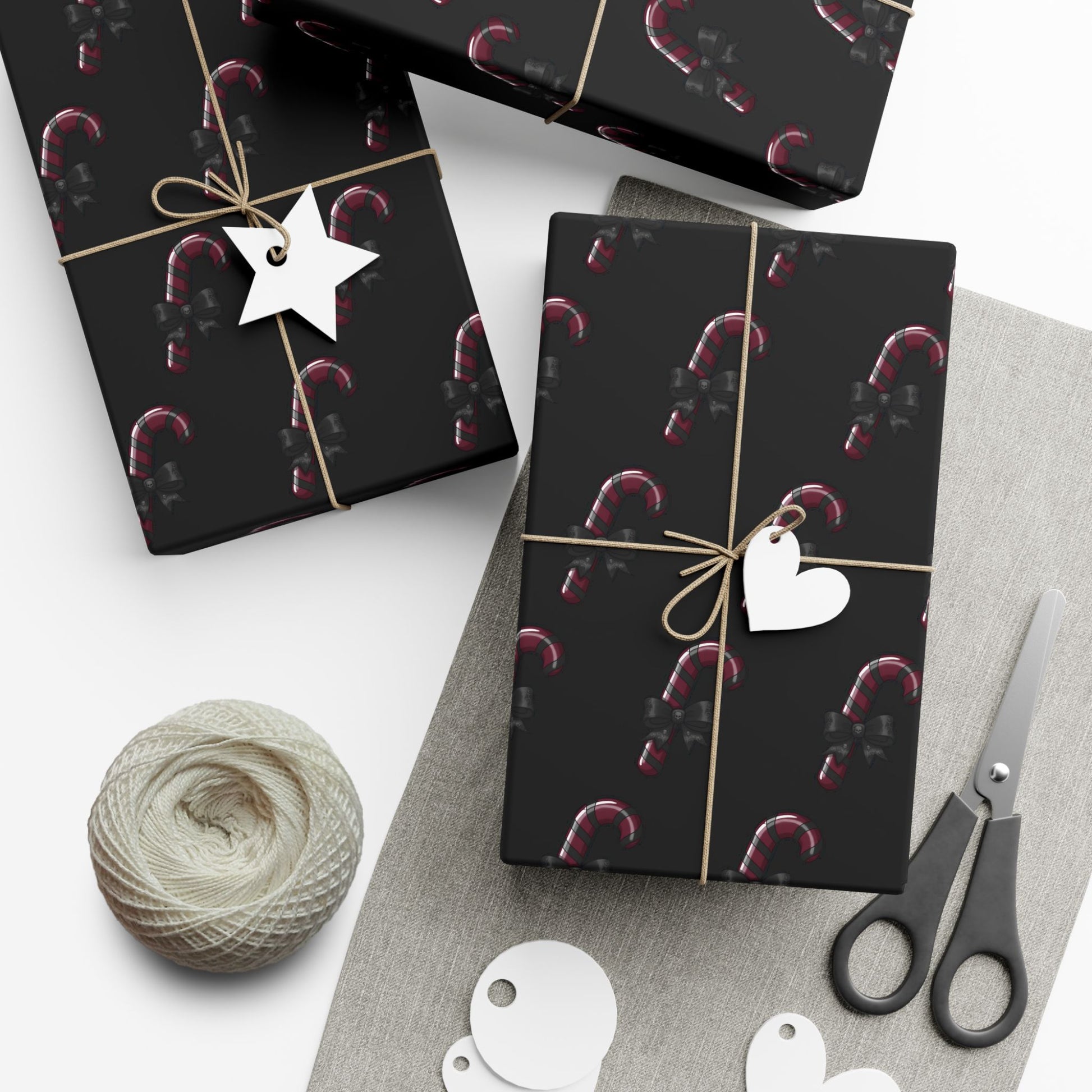 Vampyro Crimson Dark Christmas Candy Cane Pattern Gift Wrap — Dark Holiday Wrapping Paper (Festive Christmas Design)