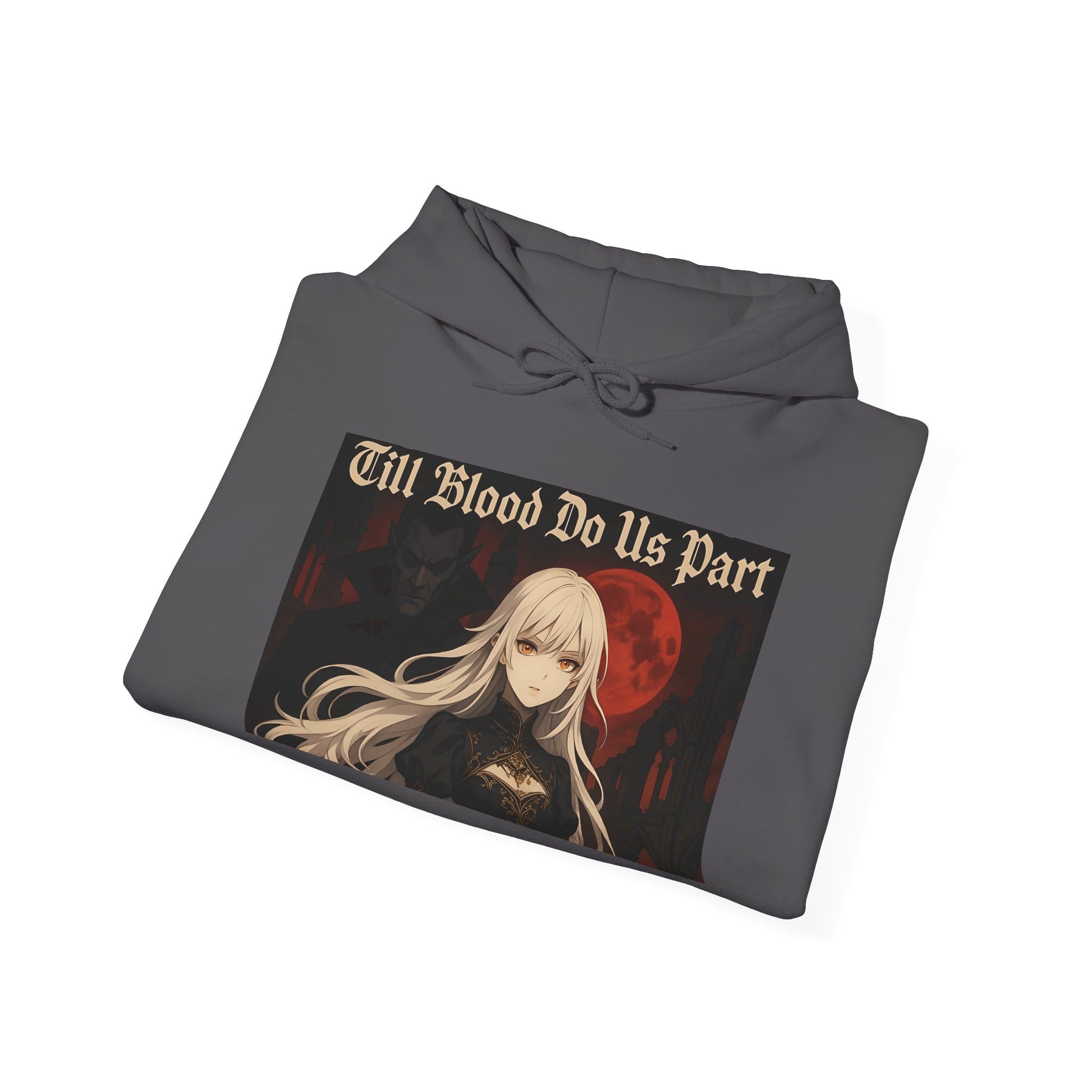 Vampyro Crimson Till Blood Do Us Part Gothic Romance Hooded Sweatshirt, Cozy Pullover, Perfect for Fall, Halloween, Alternative Fashion, Unique Gift for Fans, Graphic Sweatshirt