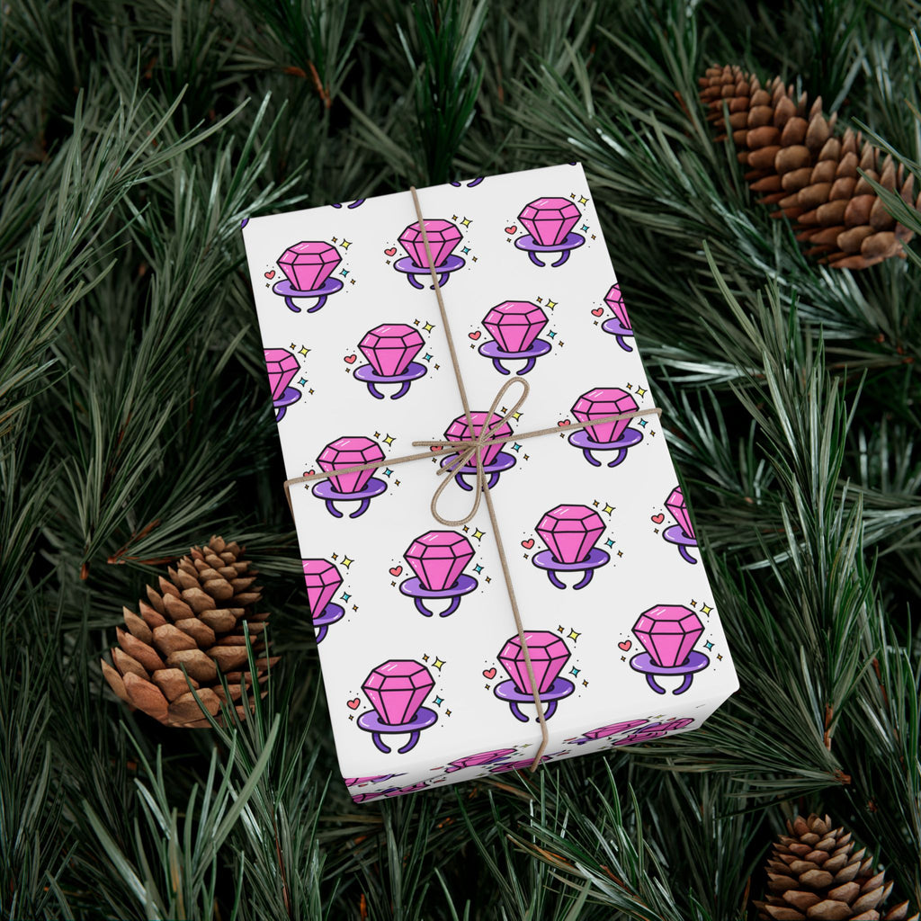 Vampyro Crimson Inspired Gem Ring Pattern Gift Wrap Paper — Pink Diamond Present Wrapping Paper
