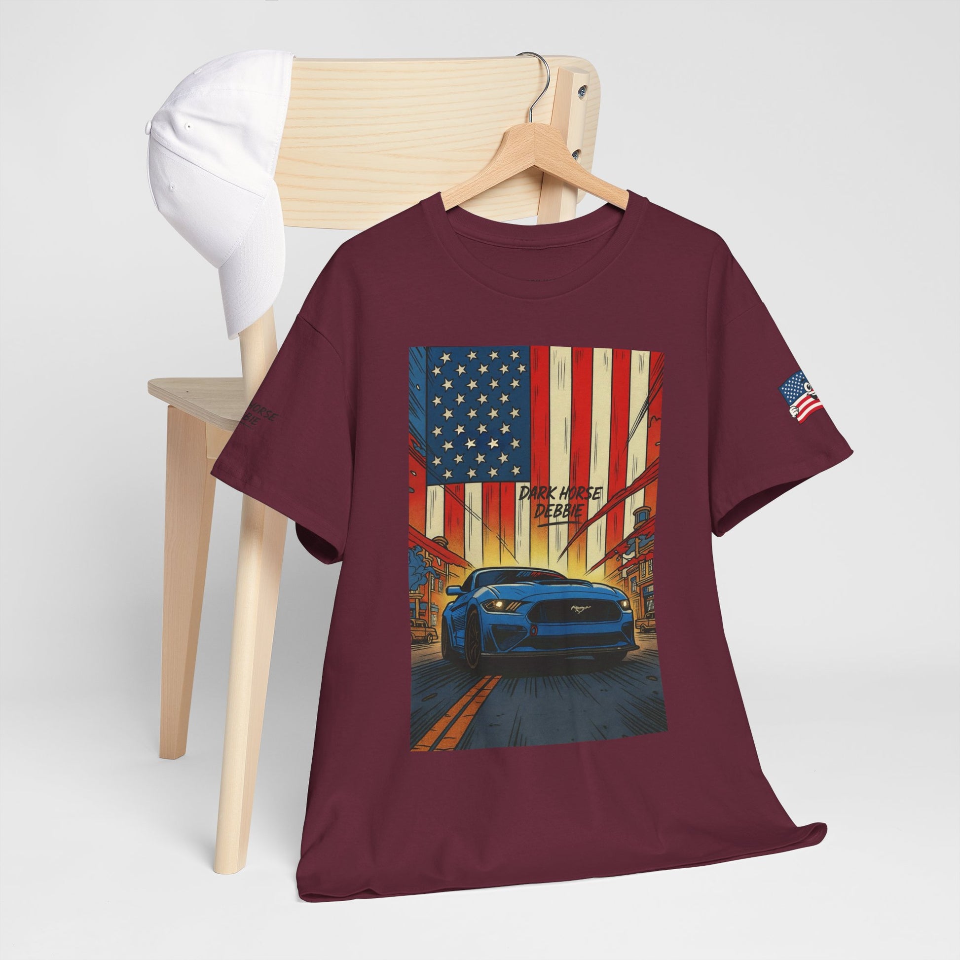 Dark Horse Debbie Patriotic Car Enthusiast Tee - Perfect for Independence Day, Gift for Dad, Car Show, Track Day, Summer Style