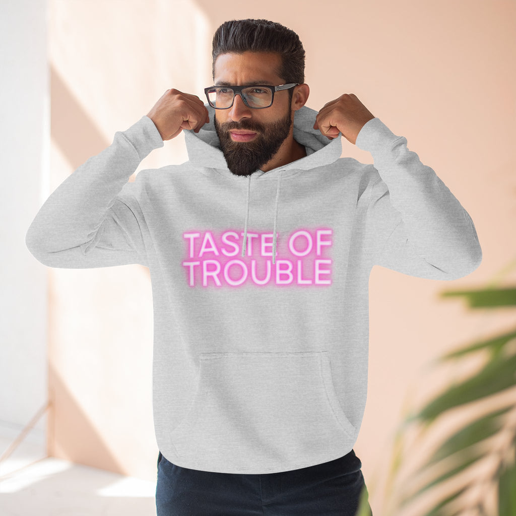 Taste of Trouble Hoodie - Trendy Three-Panel Fleece Pullover, Stylish Gift for Fashion Lovers, Cozy Casual Wear
