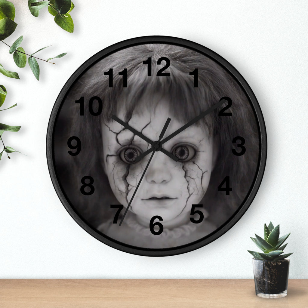 Creepy Haunted Music Box Doll Wall Clock