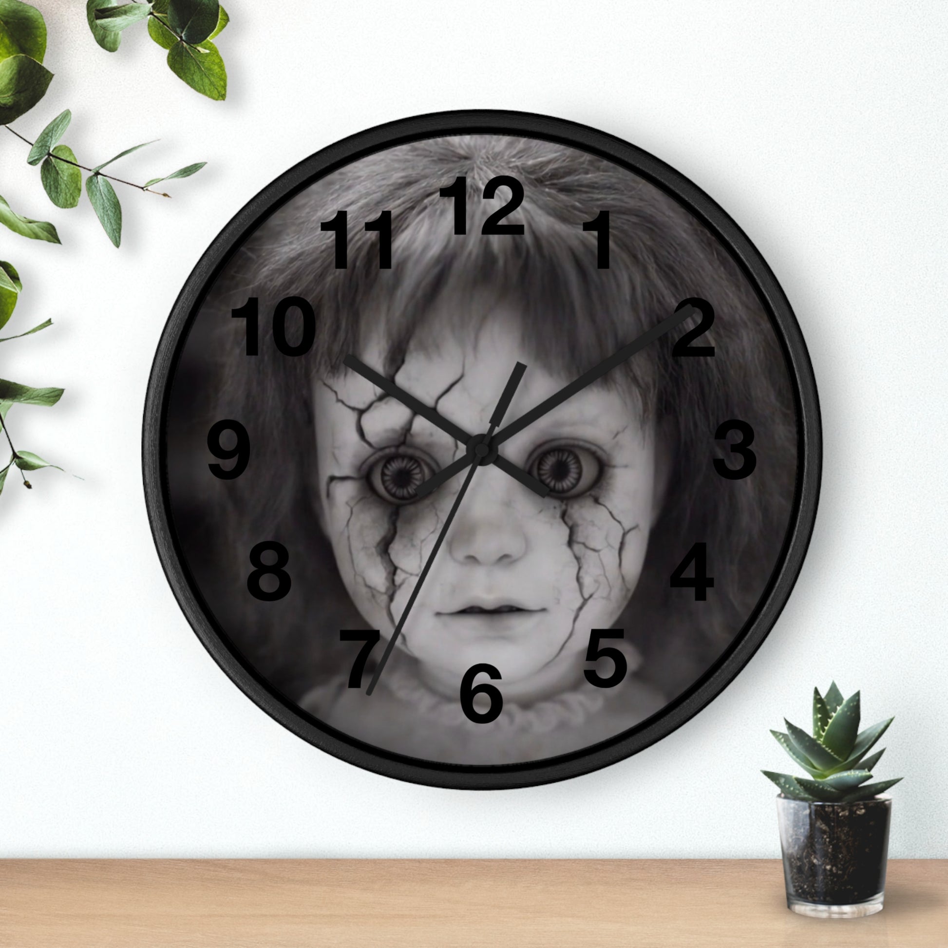 Creepy Haunted Music Box Doll Wall Clock