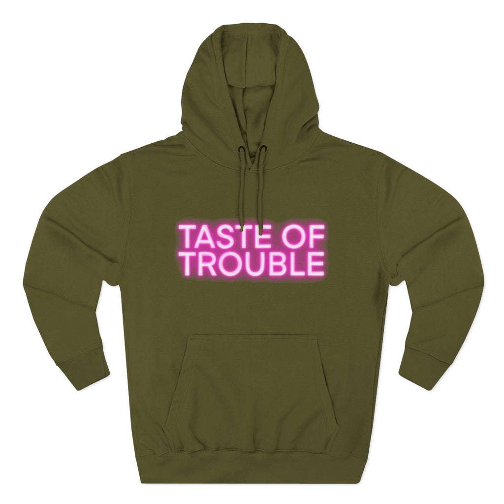 Taste of Trouble Hoodie - Trendy Three-Panel Fleece Pullover, Stylish Gift for Fashion Lovers, Cozy Casual Wear