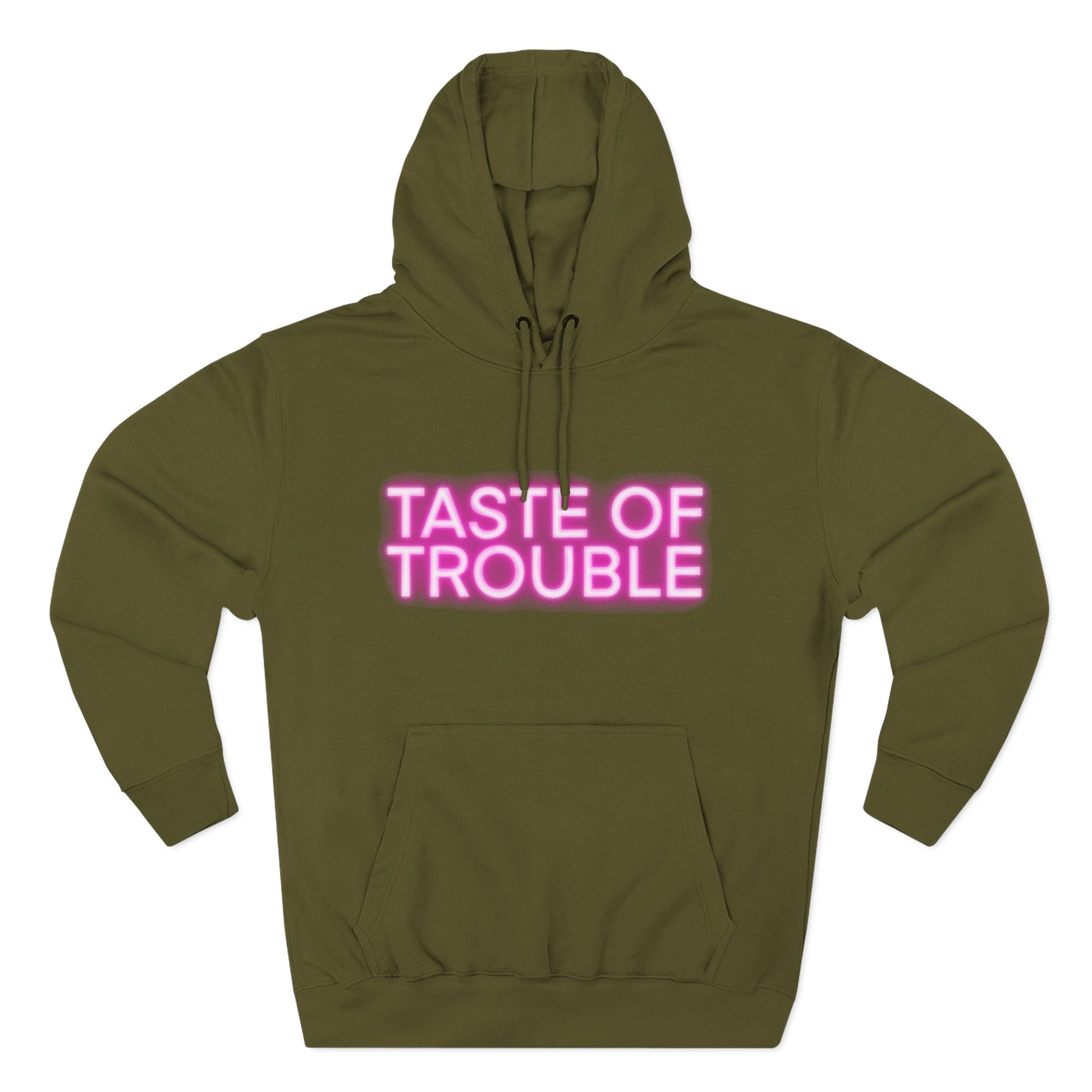 Taste of Trouble Hoodie - Trendy Three-Panel Fleece Pullover, Stylish Gift for Fashion Lovers, Cozy Casual Wear