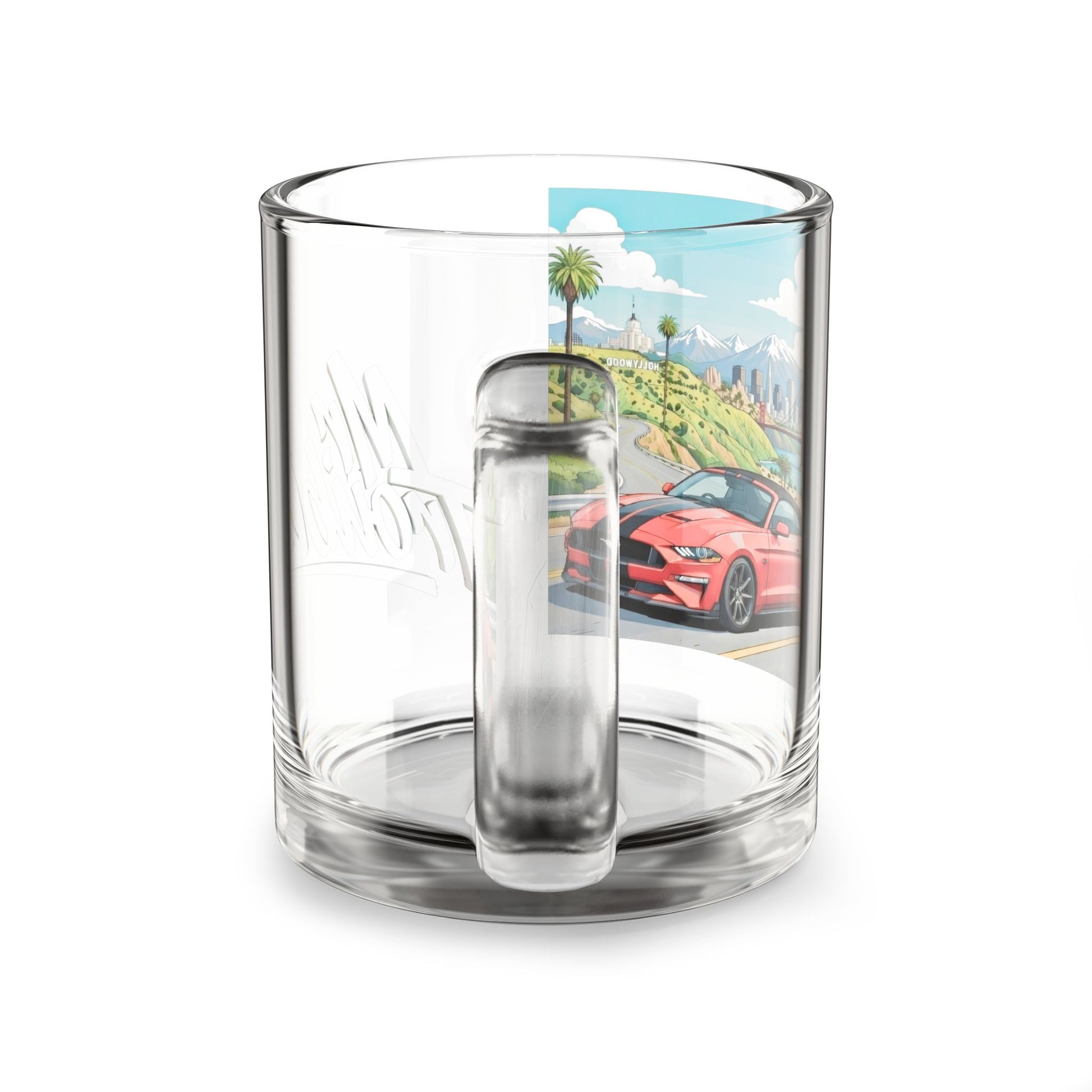 Mr. Trouble Glass Mug — Scenic Drive Illustration, 10oz
