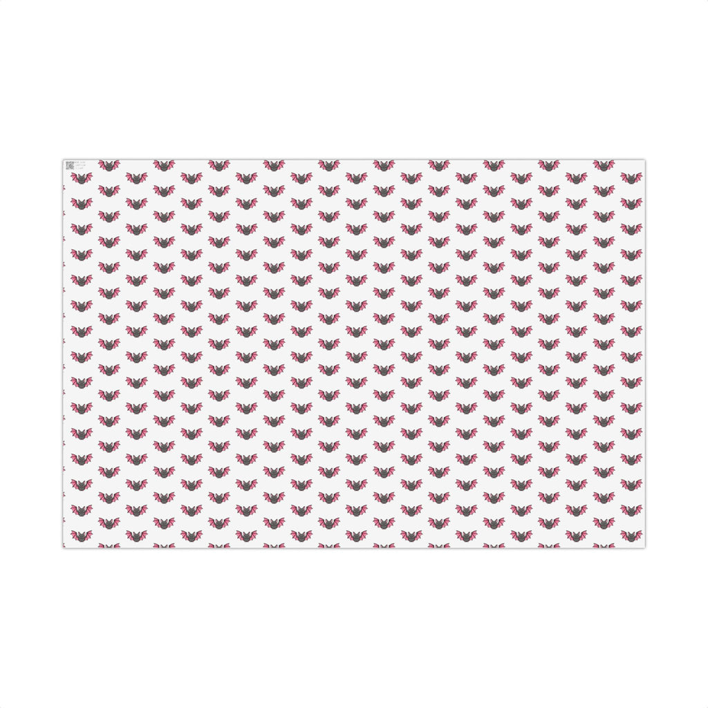Vampyro Crimson Gift Wrap Paper — Pink Floral Bat Pattern Wrapping Paper