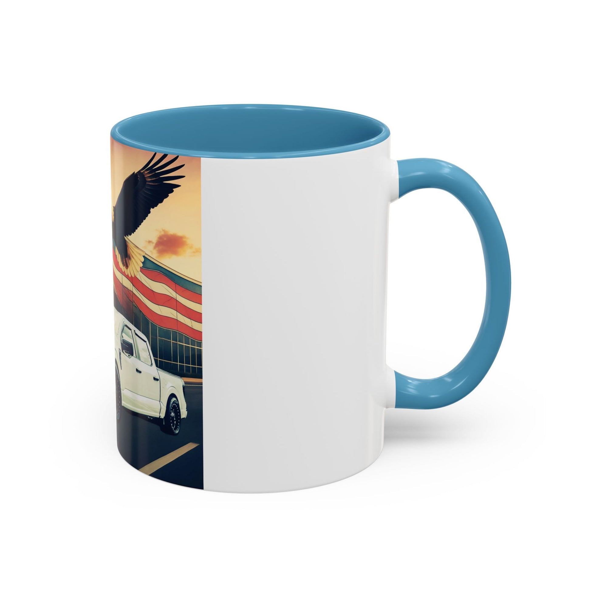 Patriotic Eagle & Jay’s Truck Accent Coffee Mug — American Flag Pride (11/15oz)