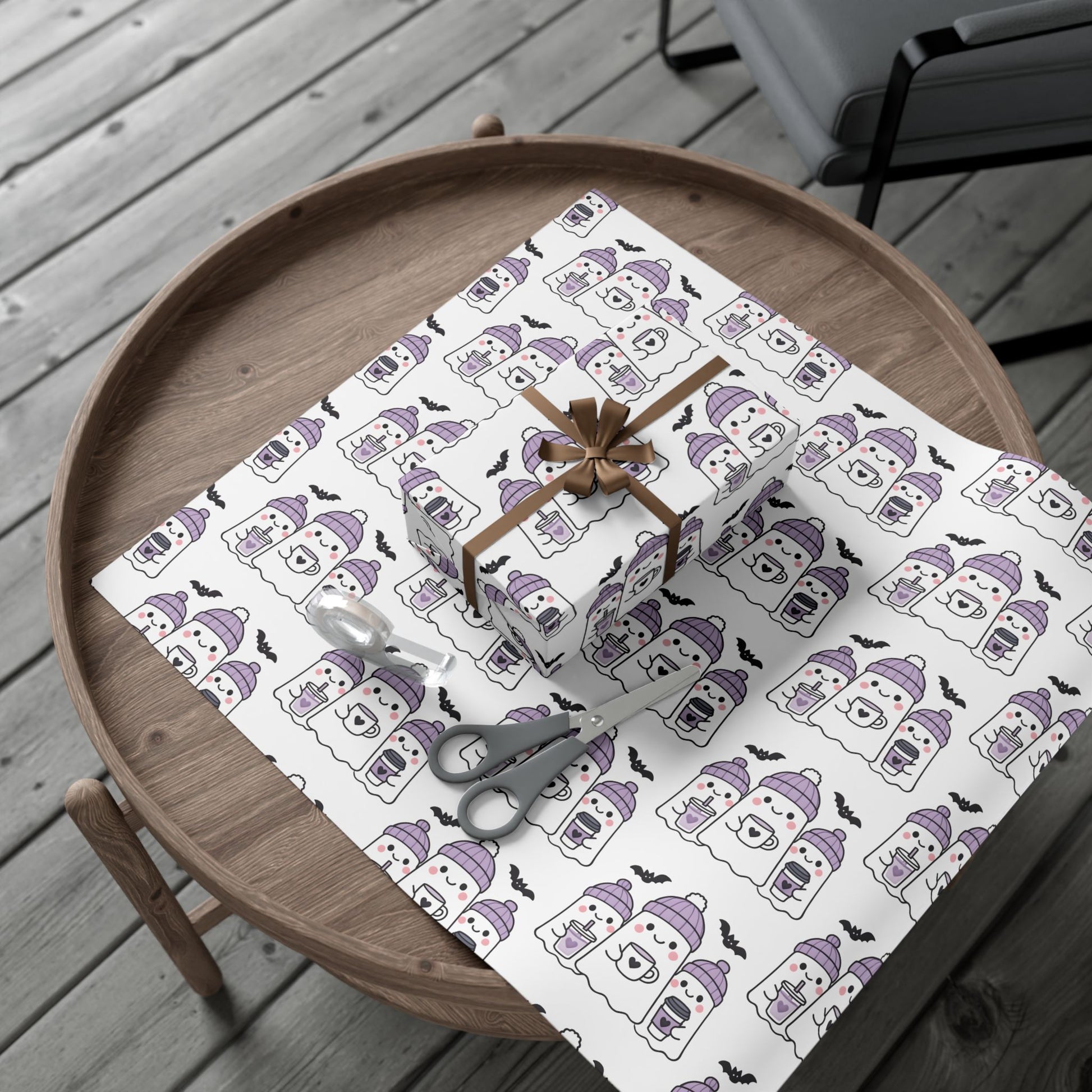 Vampyro Crimson Ghost Hot Cocoa Gift Wrap — Cute Holiday Wrapping Paper