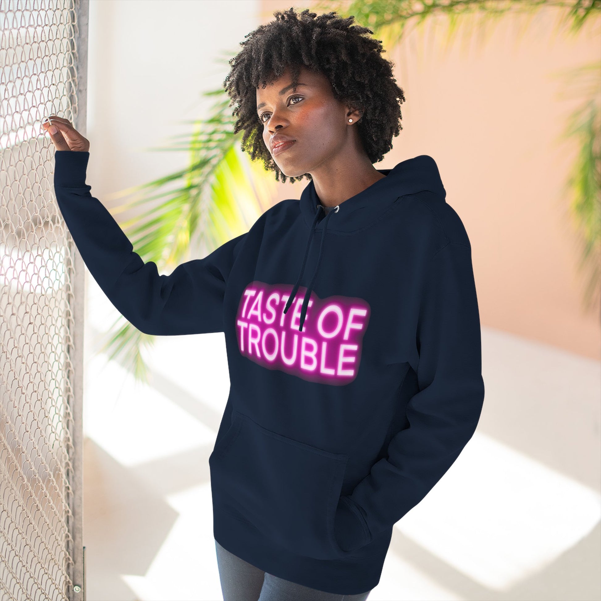Taste of Trouble Hoodie - Trendy Three-Panel Fleece Pullover, Stylish Gift for Fashion Lovers, Cozy Casual Wear