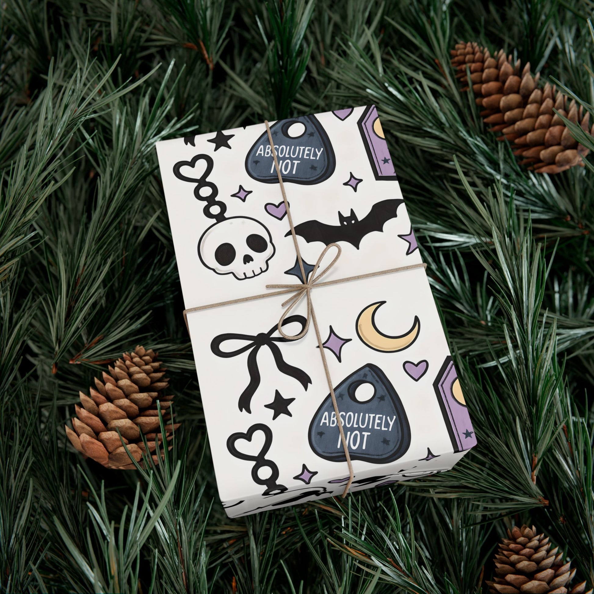 Vampyro Crimson Spooky Pastel Gothic Gift Wrap Paper — Skull, Ouija & Moon Wrapping Sheets
