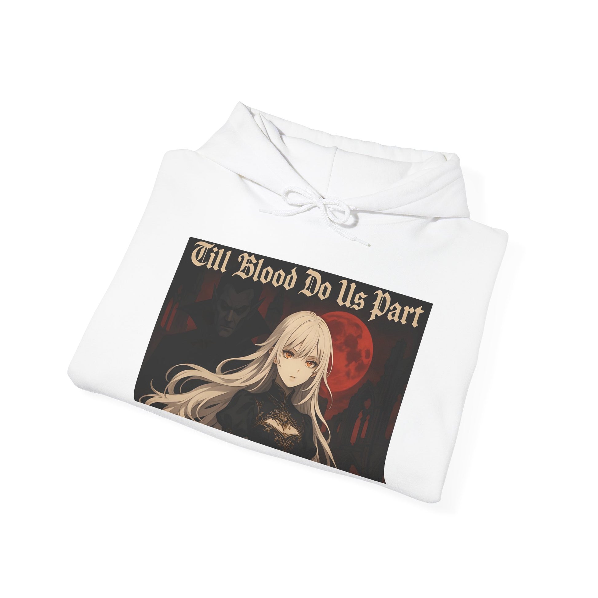 Vampyro Crimson Till Blood Do Us Part Gothic Romance Hooded Sweatshirt, Cozy Pullover, Perfect for Fall, Halloween, Alternative Fashion, Unique Gift for Fans, Graphic Sweatshirt