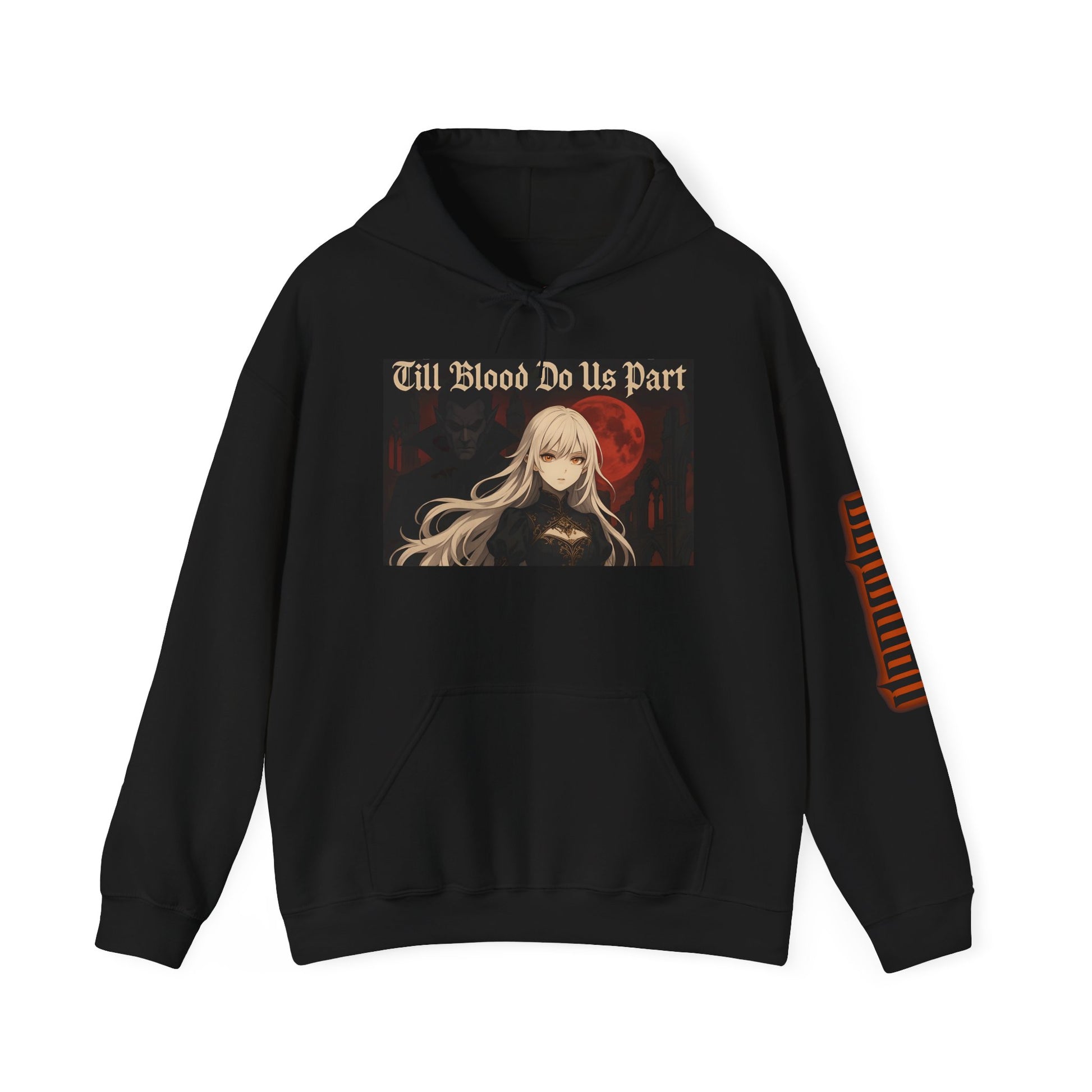 Vampyro Crimson Till Blood Do Us Part Gothic Romance Hooded Sweatshirt, Cozy Pullover, Perfect for Fall, Halloween, Alternative Fashion, Unique Gift for Fans, Graphic Sweatshirt