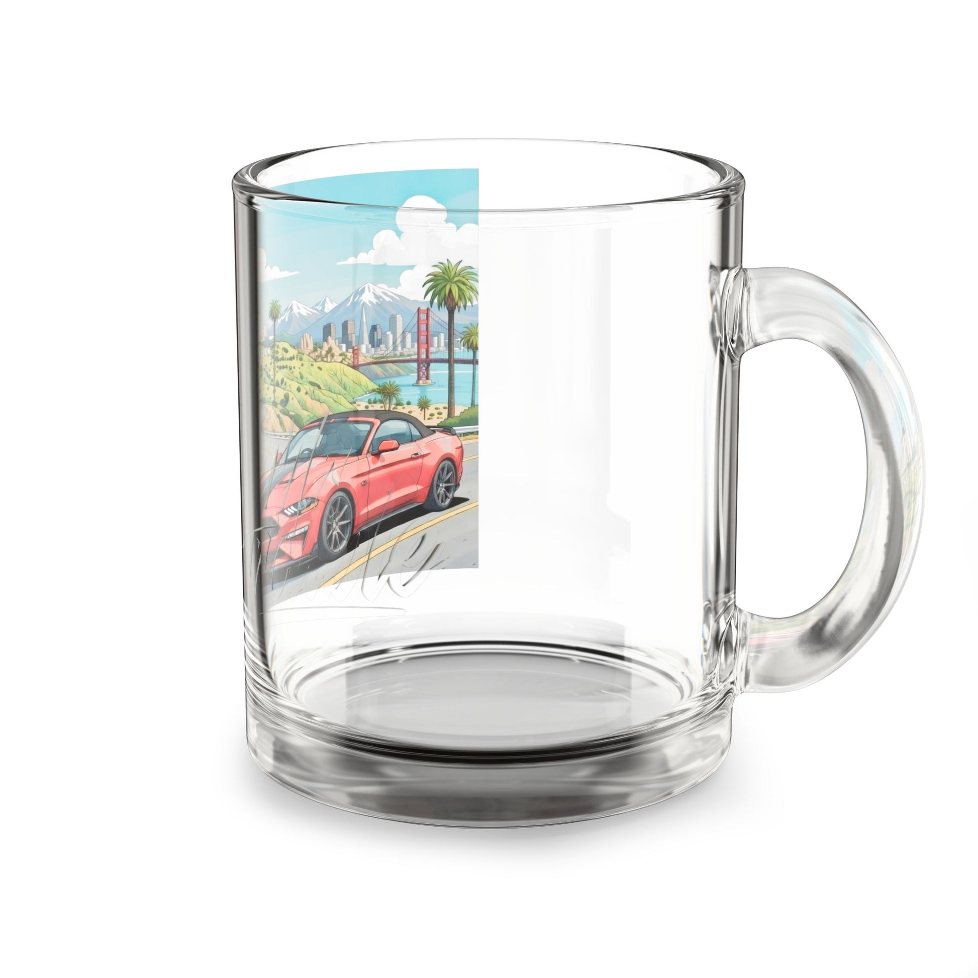Mr. Trouble Glass Mug — Scenic Drive Illustration, 10oz