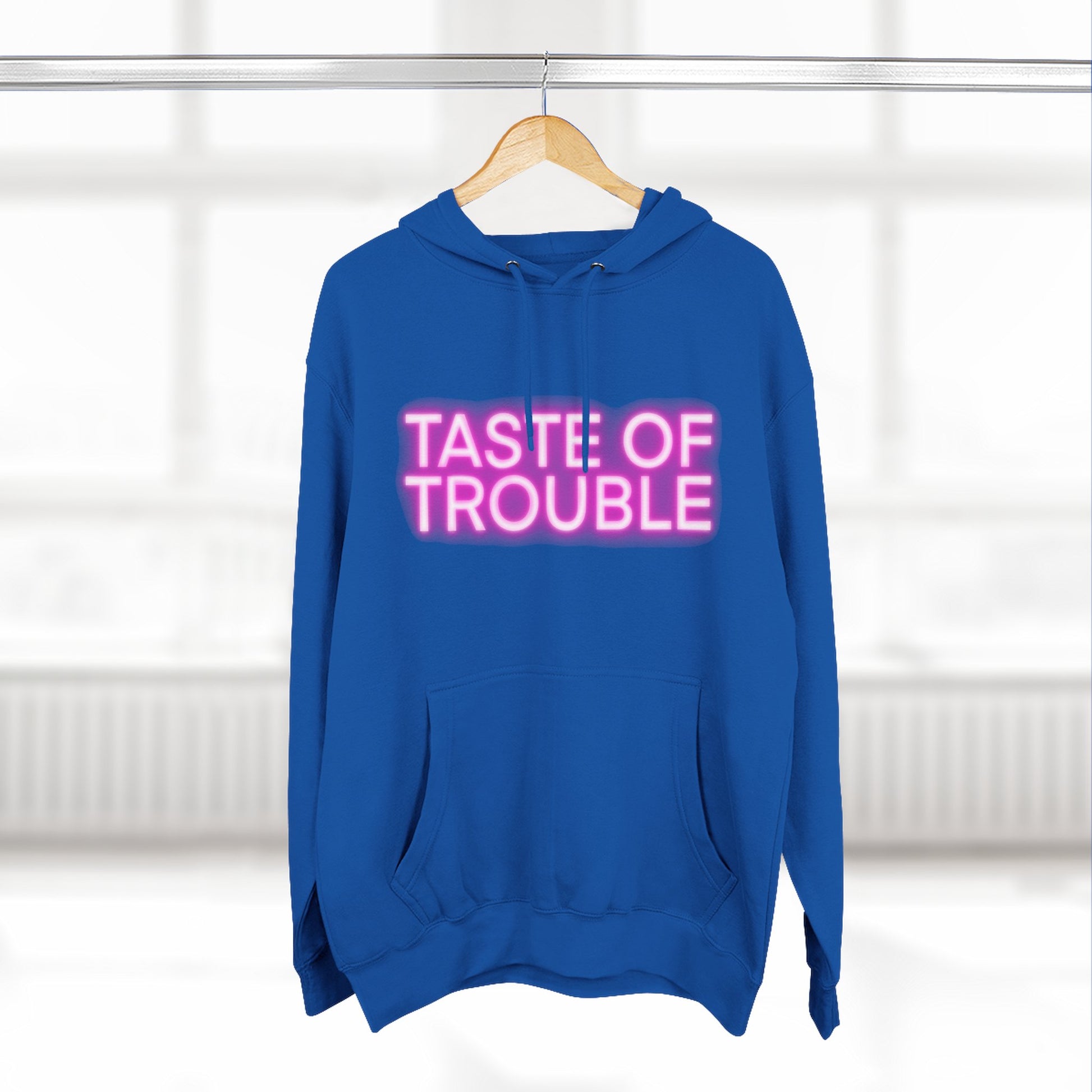 Taste of Trouble Hoodie - Trendy Three-Panel Fleece Pullover, Stylish Gift for Fashion Lovers, Cozy Casual Wear
