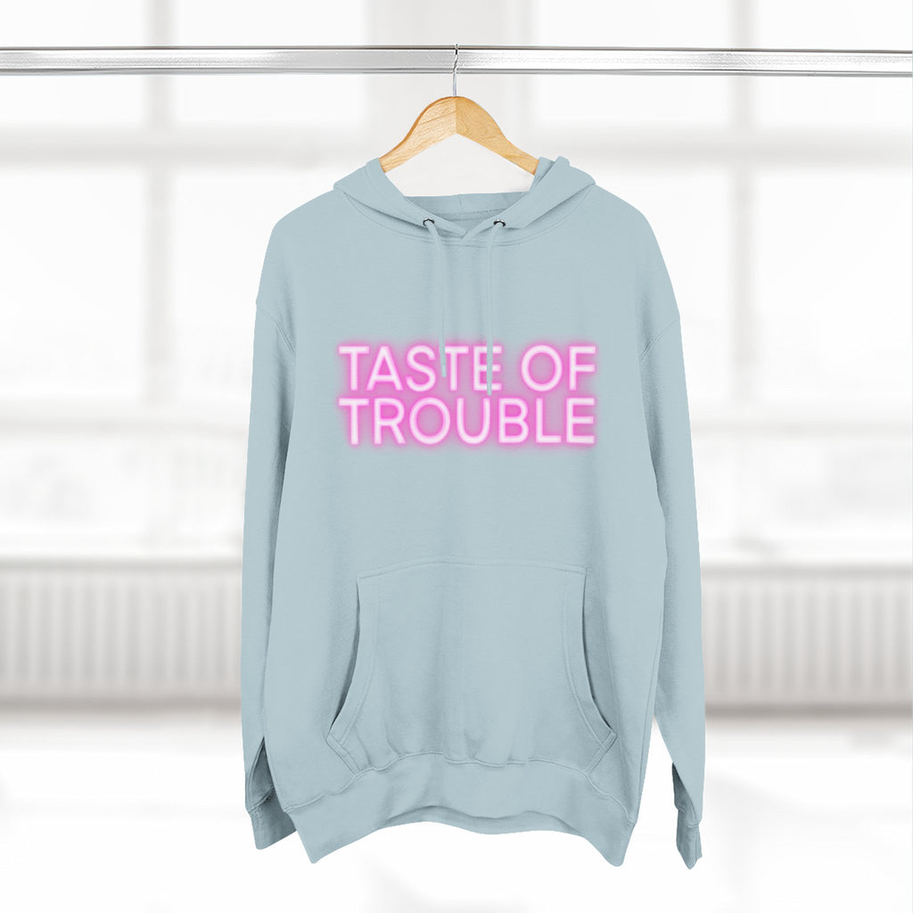 Taste of Trouble Hoodie - Trendy Three-Panel Fleece Pullover, Stylish Gift for Fashion Lovers, Cozy Casual Wear