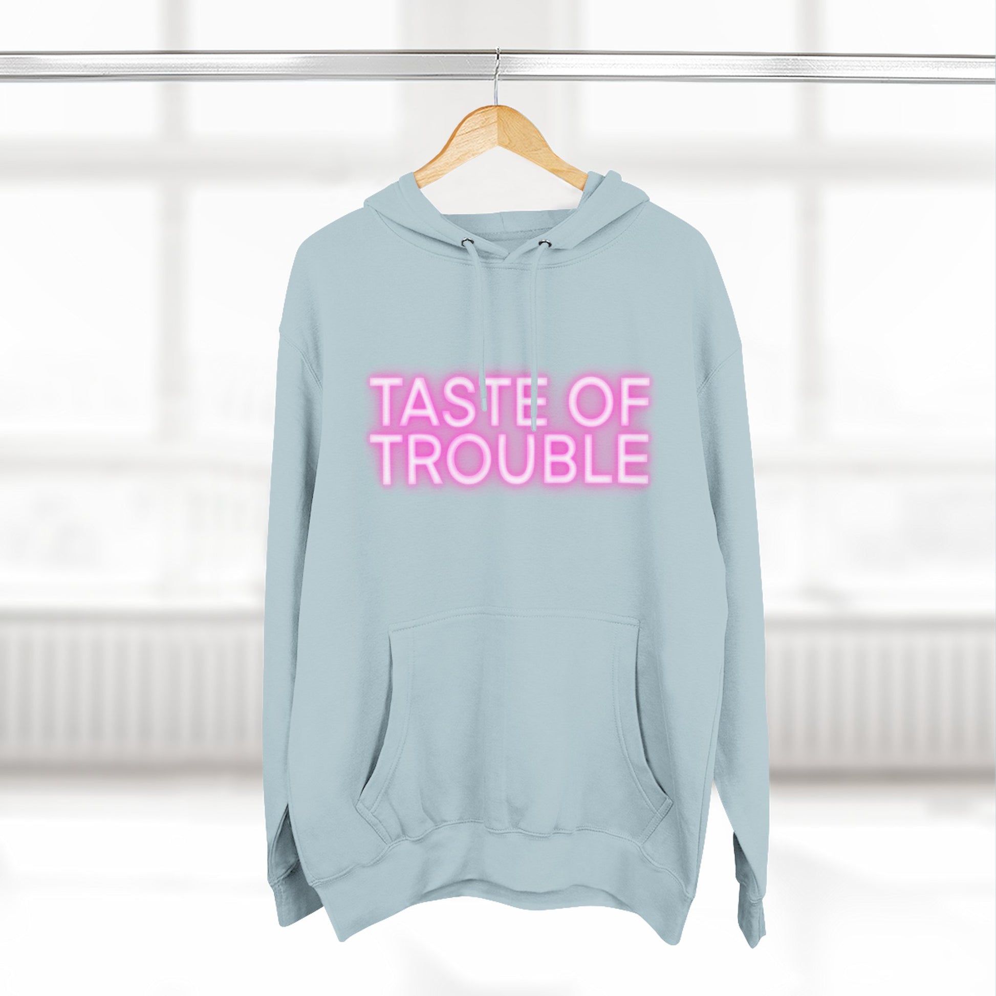 Taste of Trouble Hoodie - Trendy Three-Panel Fleece Pullover, Stylish Gift for Fashion Lovers, Cozy Casual Wear