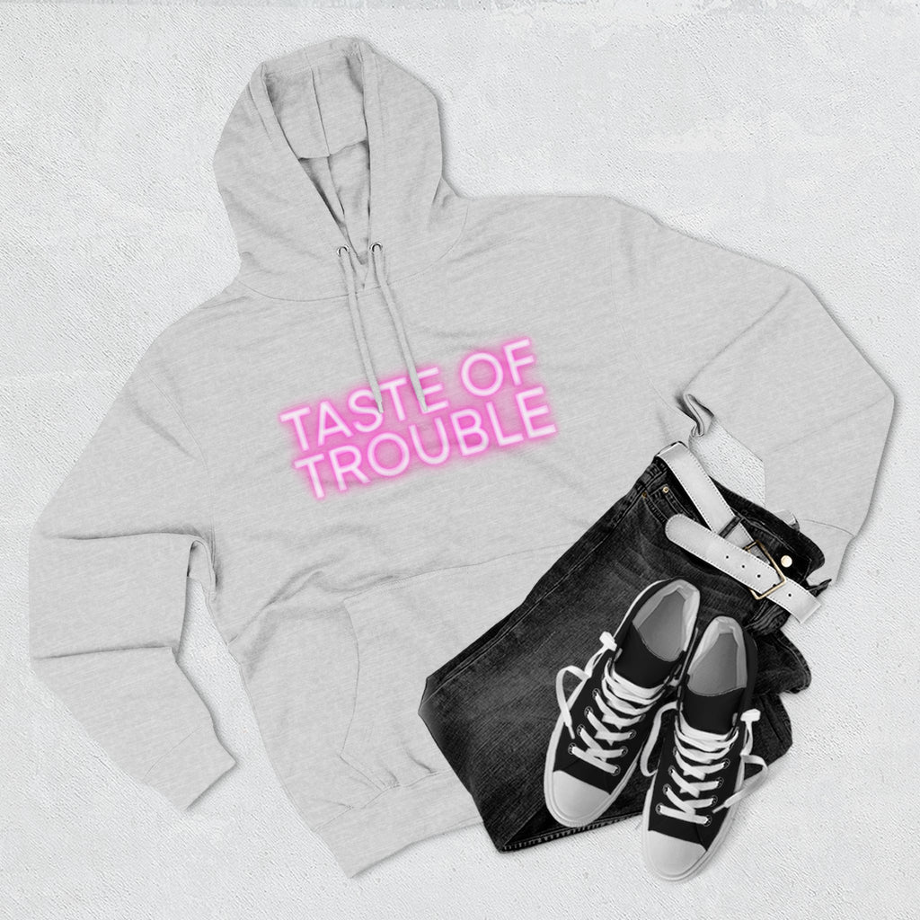 Taste of Trouble Hoodie - Trendy Three-Panel Fleece Pullover, Stylish Gift for Fashion Lovers, Cozy Casual Wear