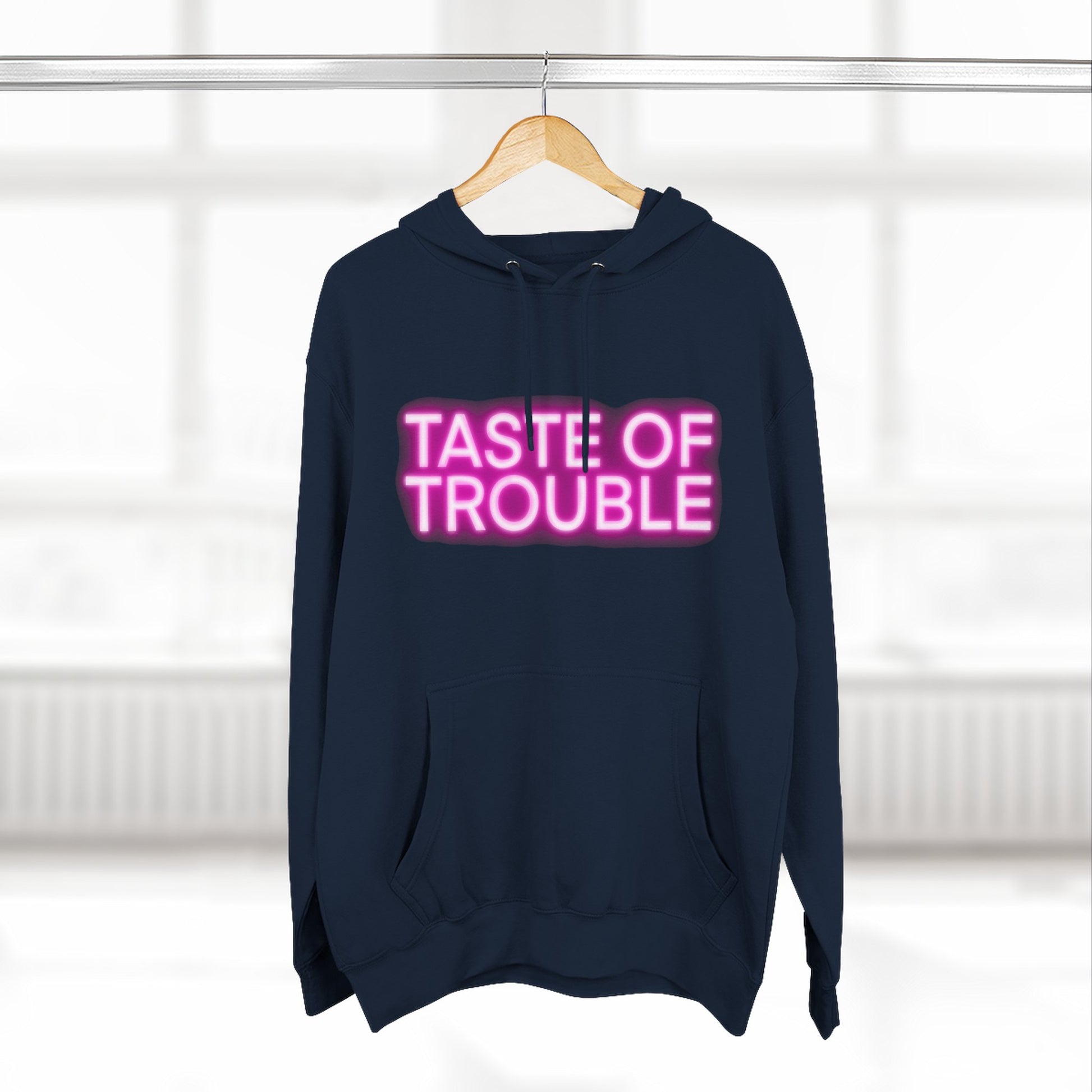 Taste of Trouble Hoodie - Trendy Three-Panel Fleece Pullover, Stylish Gift for Fashion Lovers, Cozy Casual Wear